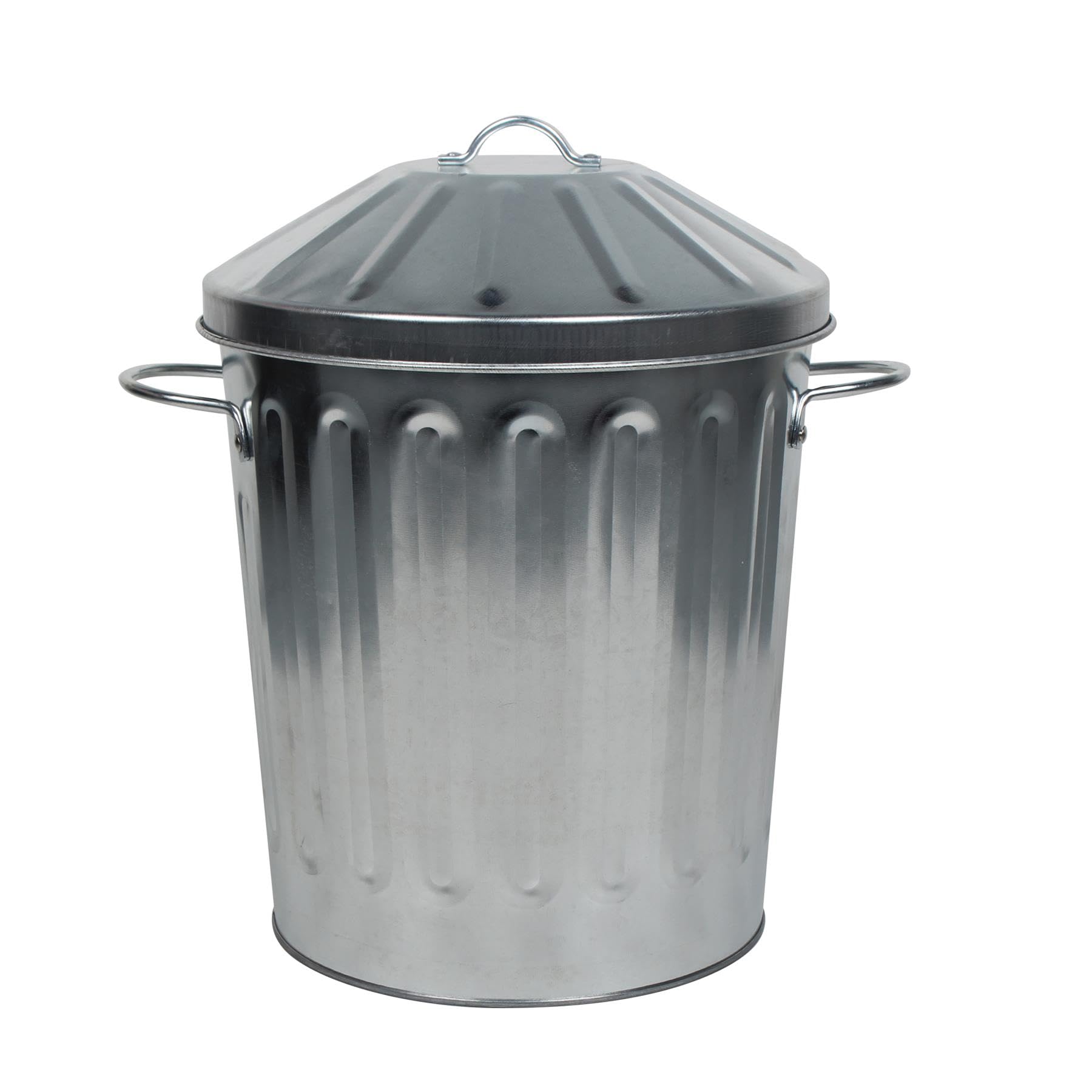 simpa 15L Colourful Vintage Style Metal Tapered Dustbins & Lids - Galvanised 37cm (H) x 27cm (Dia)