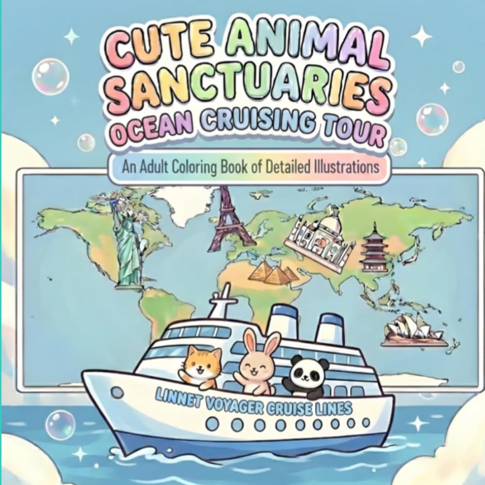 Cute Animal Sanctuaries Ocean Cruising Tour: An Adult Coloring Book of Detailed Illustrations
