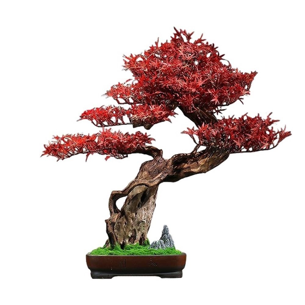 HCZKIUJY Bonsai Simulation Red Maple Bonsai Ornaments Indoor Entrance Hotel Wood Green Plants Potted Decorations Plant