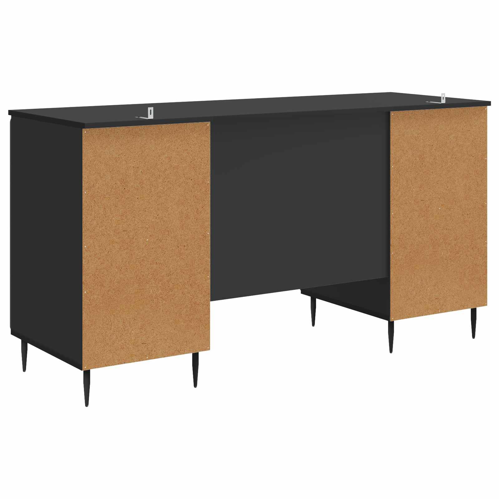 Scrivania con mensola nera, 142,5 x 50 x 75 cm, in legno, scrivania per computer, ufficio, laptop, casa, studio, cameretta dei bambini, ergonomica, salvaspazio