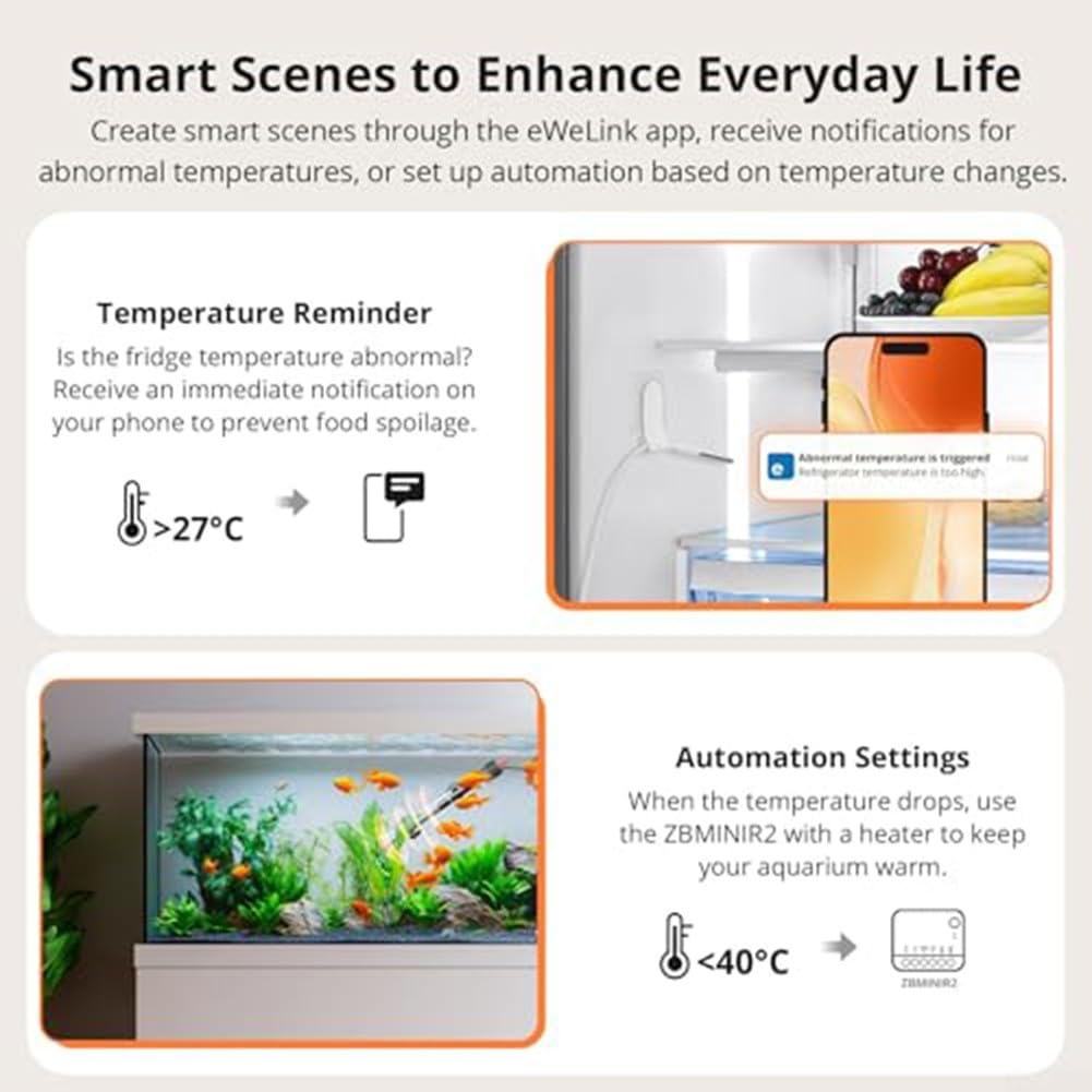 SNZB-02LD - Sensor de temperatura Zigbee 3.0 con sonda de 1,5 metros y pantalla LCD para piscina, cocina, baño y uso industrial