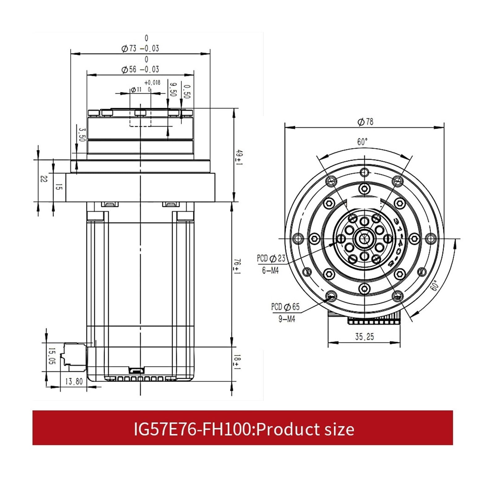 Moteur à engrenage haute précision intégré Nwma23 Ig57 Harmonic Drive pour joints de robot, intégration en boucle fermée.