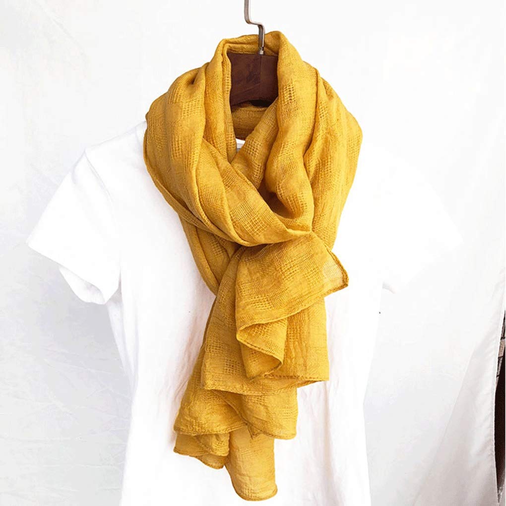 Bufanda Mujer Primavera y otoño Algodón y lino Versión coreana larga del color sólido Verano salvaje Bufanda de seda fina Chal Bufanda de doble uso Púrpura
