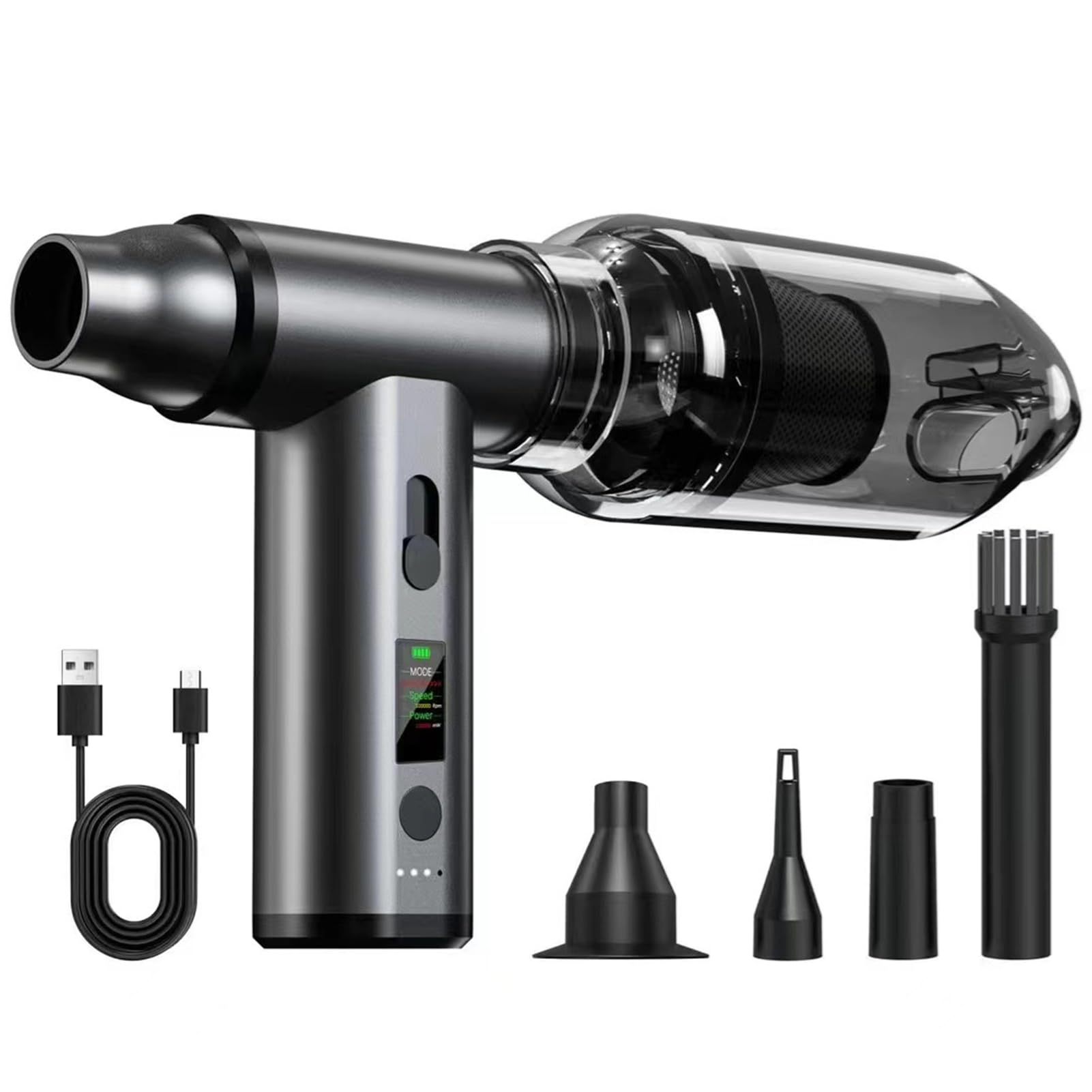 Brilluxa Air Duster, Cordless Compressed Air Blower and Rechargeable Vacuum Cleaner K23699-2 for Keyboard Car Interior Pet Hair Cleaning and Electronic Dust Removal Tool Kit-picture-23