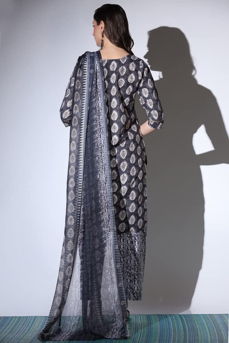 Dhruvi Trendz Womens Cotton Blend Women Casual Kurti Regular Fit Regular (Dt-K2695_Black_3Xl)