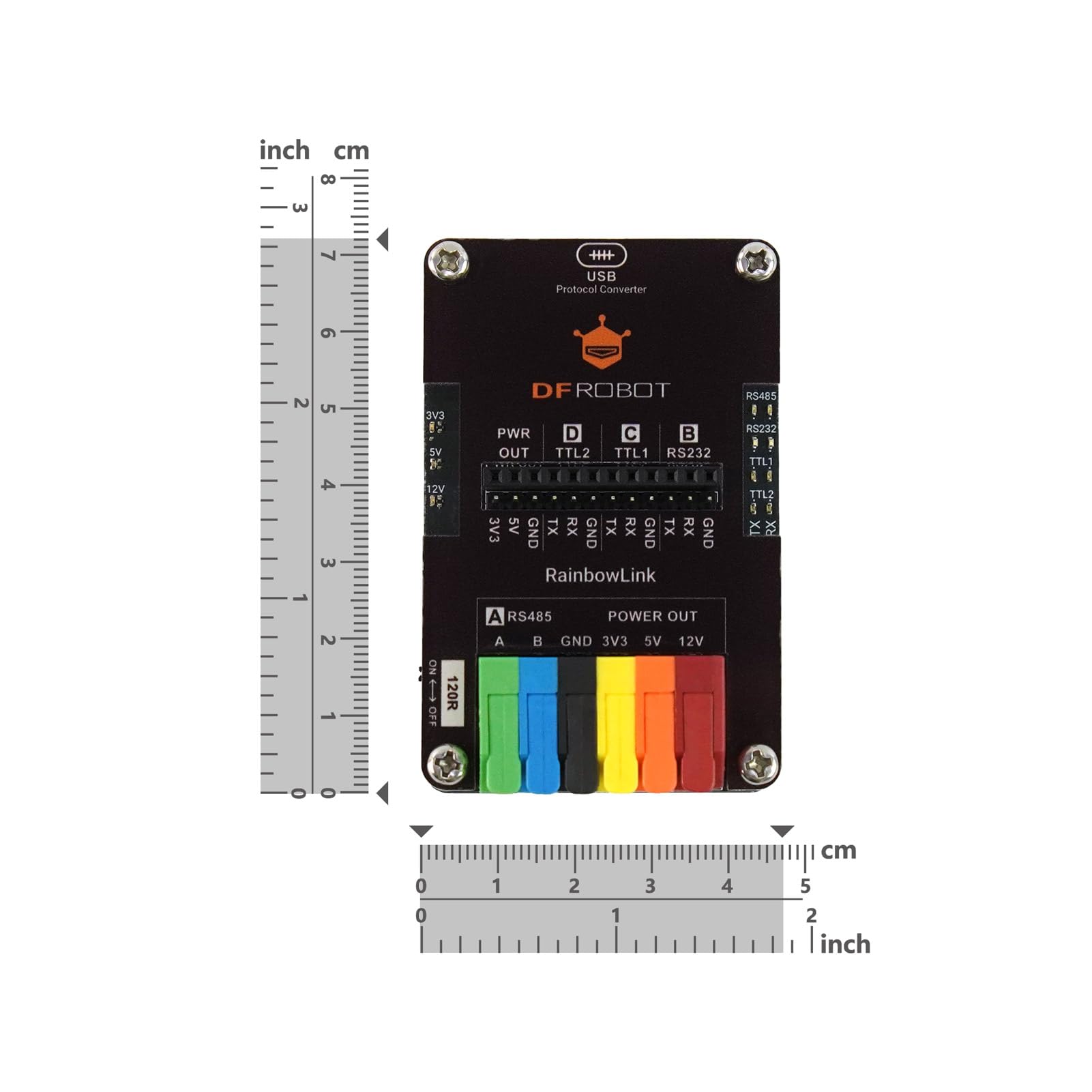 RainbowLink 4-Channel USB to RS485 / RS232 / TTL Serial Converter for Easy Wiring and Testing,Windows and Linux Compatible