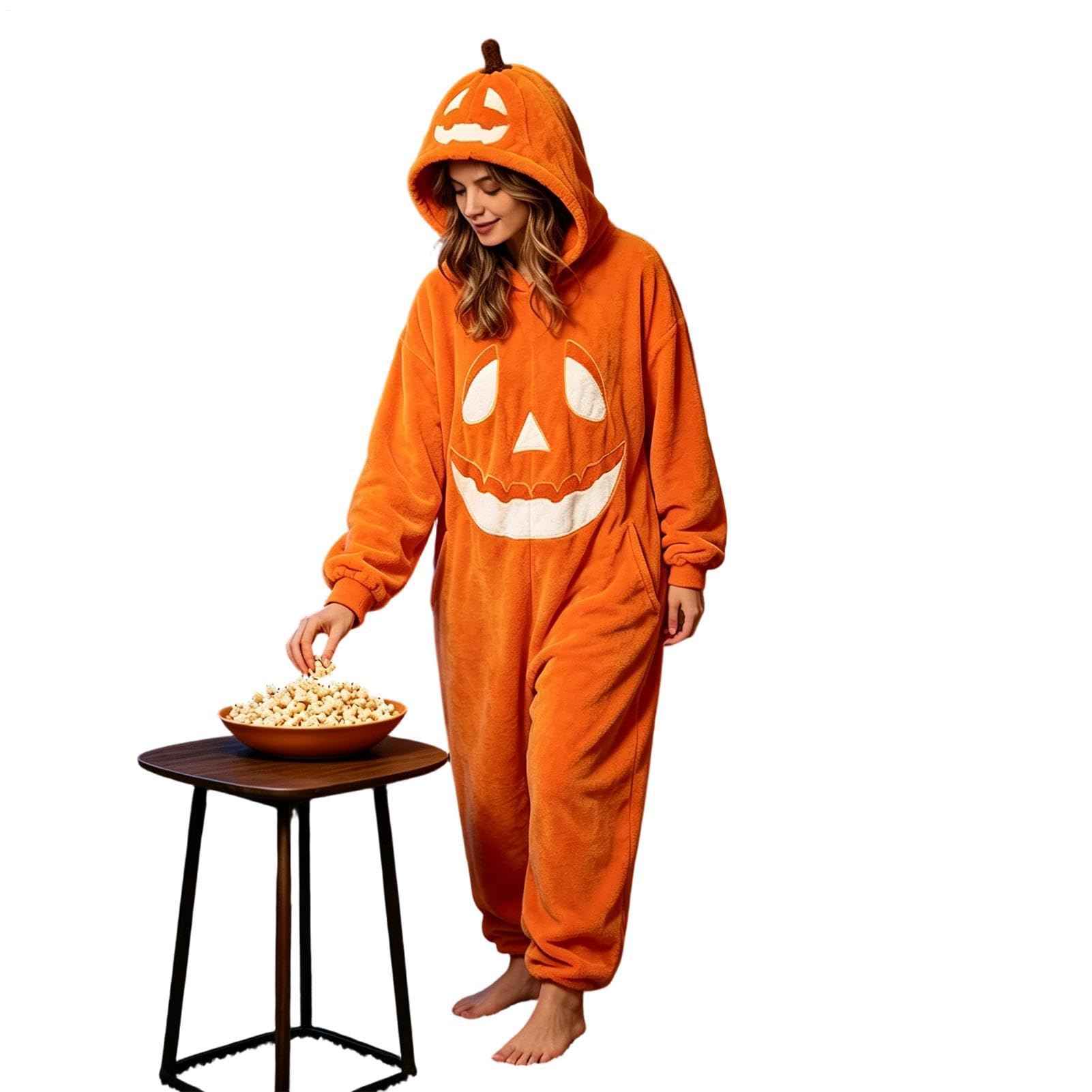 Kombinezon Halloween Zabawny Kostium Z Kapturem Długi Rękaw | Damskie Oversize Piżamy Jednoczęściowe Dla Kobiet I Mężczyzn Na Świeżym Powietrzu Impreza Maskarada Scena Dom Odgrywanie Ról