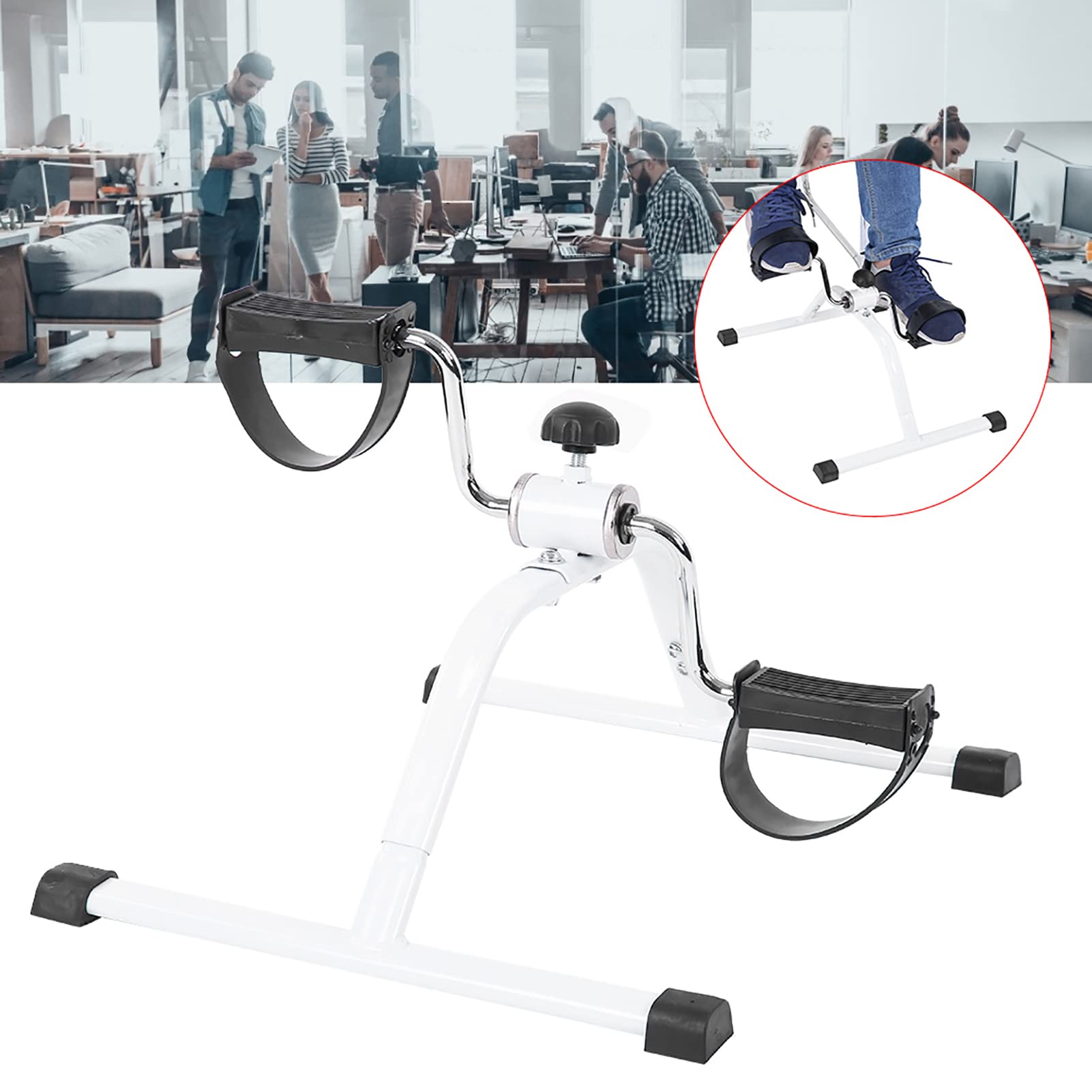 Pedal Exerciser, Portable Under Desk Bike Pedal Exerciser, Mini Adjustable Lightweight Multifunctional for Office Worker Leg Elderly Foot-image-28