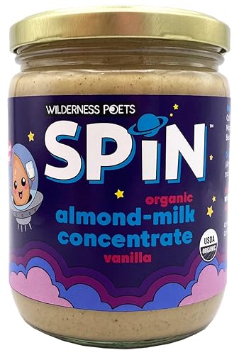 Spin, concentrado de leche de almendras orgánica (vainilla), 28 porciones, haz leche de almendras o crema no láctea, para café, té, lates, batidos y