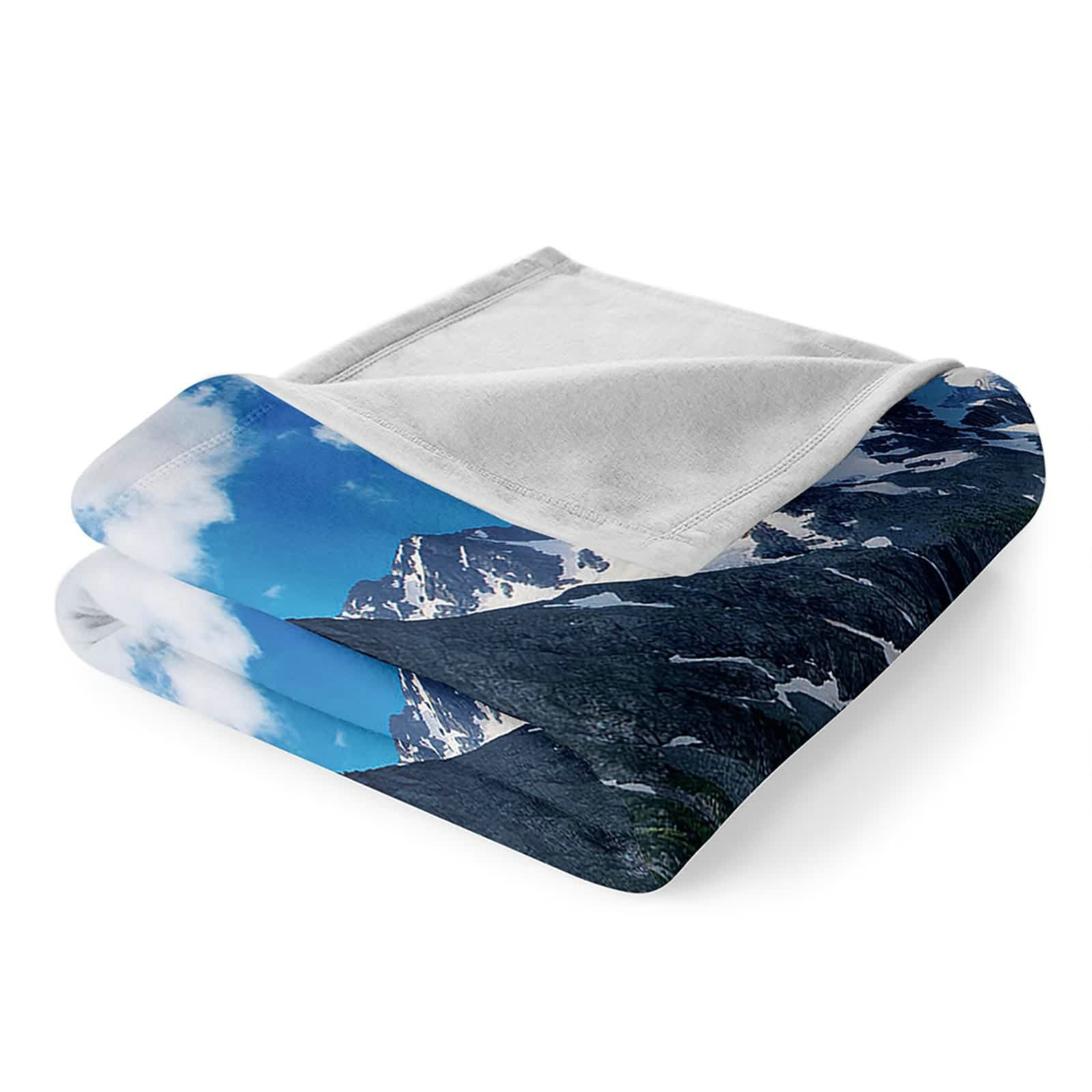 Aeici Couverture Polaire, Couverture Enfant Polaire Couverture 150x200 cm Montagne Neige Lac Couverture Canapé Cadeau pour Adultes et Enfants