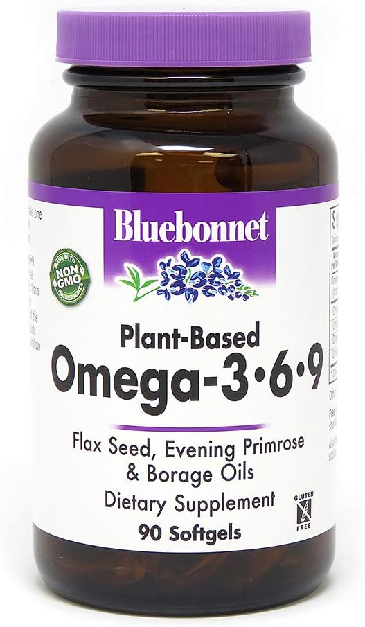 BlueBonnet Plant Based Omega 3-6-9 Softgels, 1000 mg, 90 Count, White : Health & Household