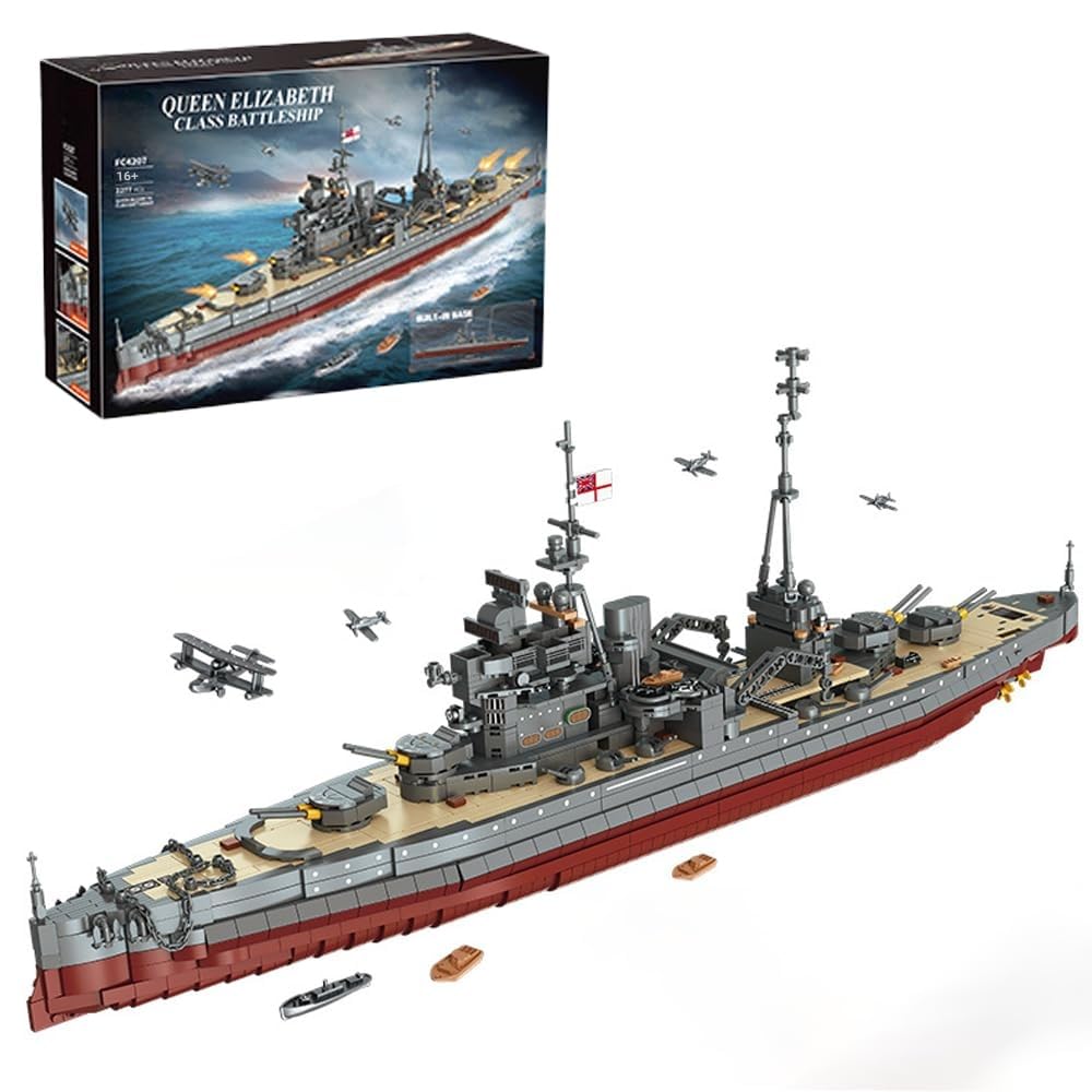 Technic Military Battleship Building Blocks, Military Queen Elizabeth Class Battleship Model Kit - 2277 PCS