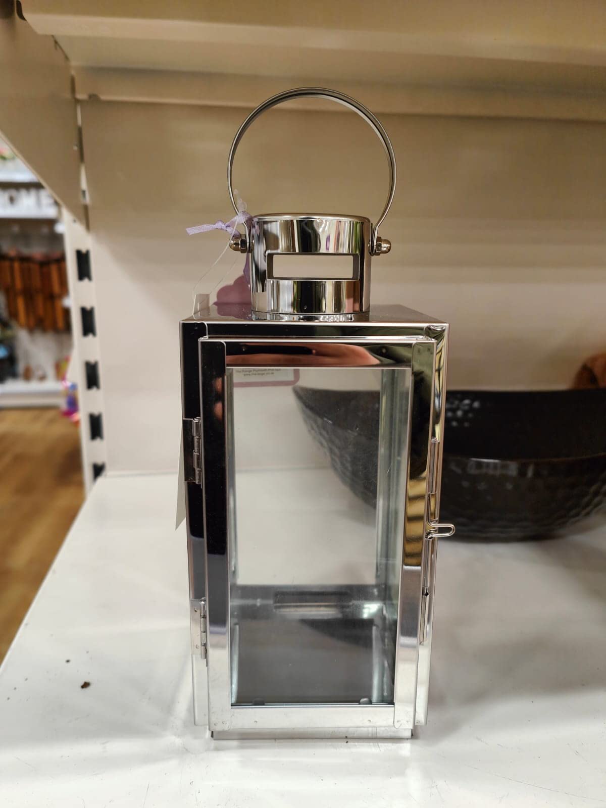 Biznest Silver Steel Lantern 21Cm Lantern Glass Handing Garden Holder Indoor Outdoor Window Rectangular Shape Summer Party Weddings Event