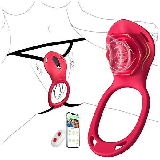 Couples Rose App Remote Control Wearable Vibrator, Couple Women Adult Sex Toys Games for Men, Hands Free Panty Clitoris Vibrator Vibrating Cock Ring, ZOOPLOU BDSM Female Sex Toy