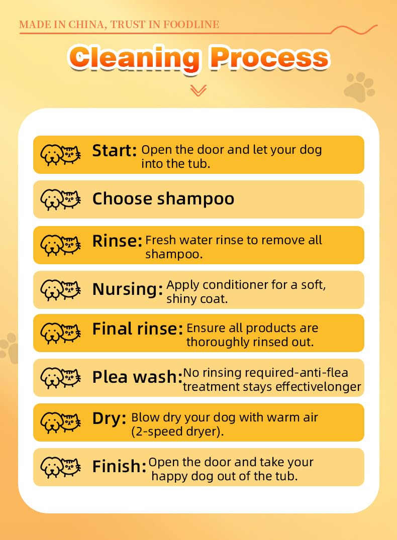 Stazione di lavaggio per cani commerciale con sistema di asciugatura integrato, stazione di toelettatura per animali domestici self-service con struttura in acciaio inossidabile per negozi di animali