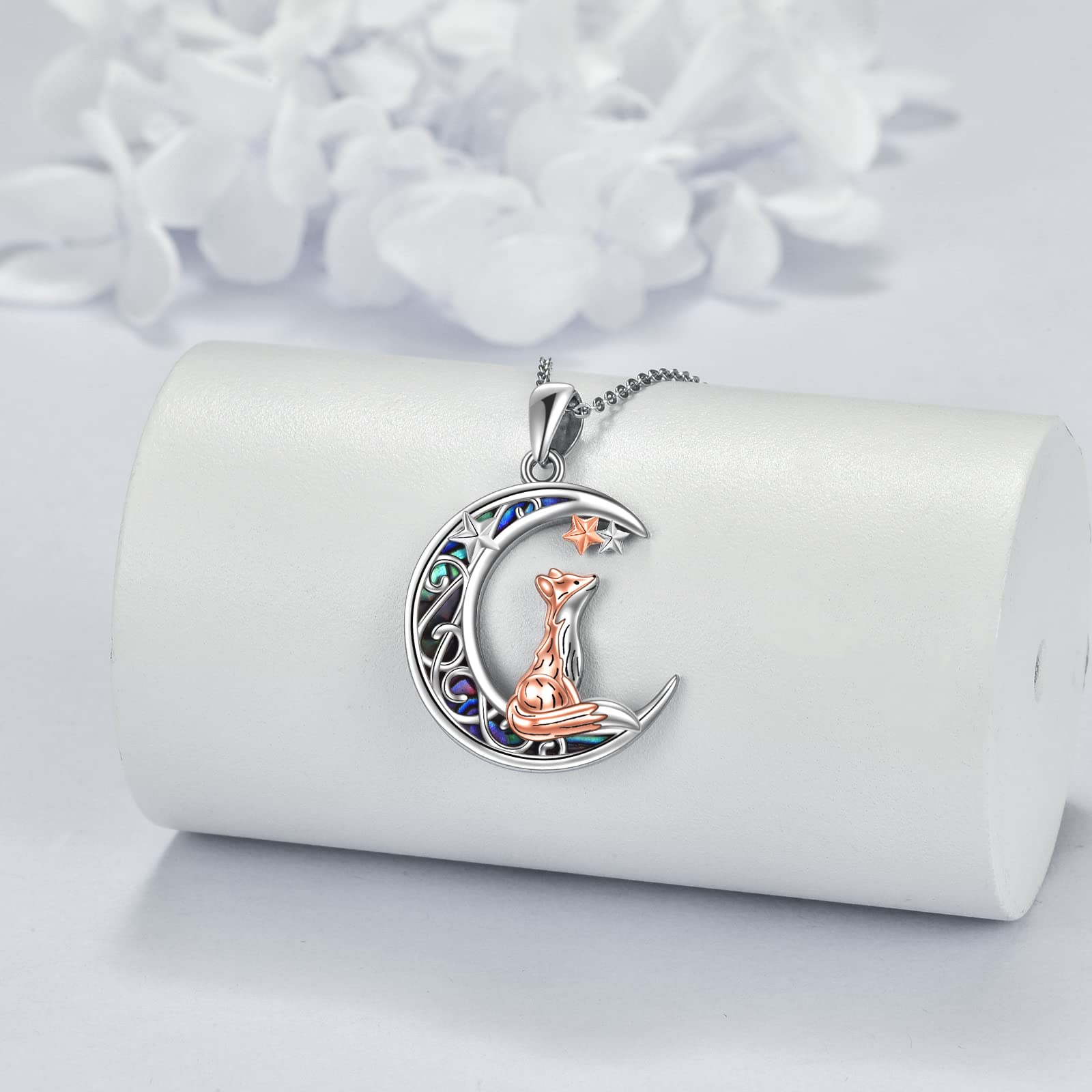 Collana in argento Sterling con ciondolo a forma di animale volpe/serpente/unicorno/gufo su luna/coniglio/cavallo, collana regalo per donne, mamma, sorella