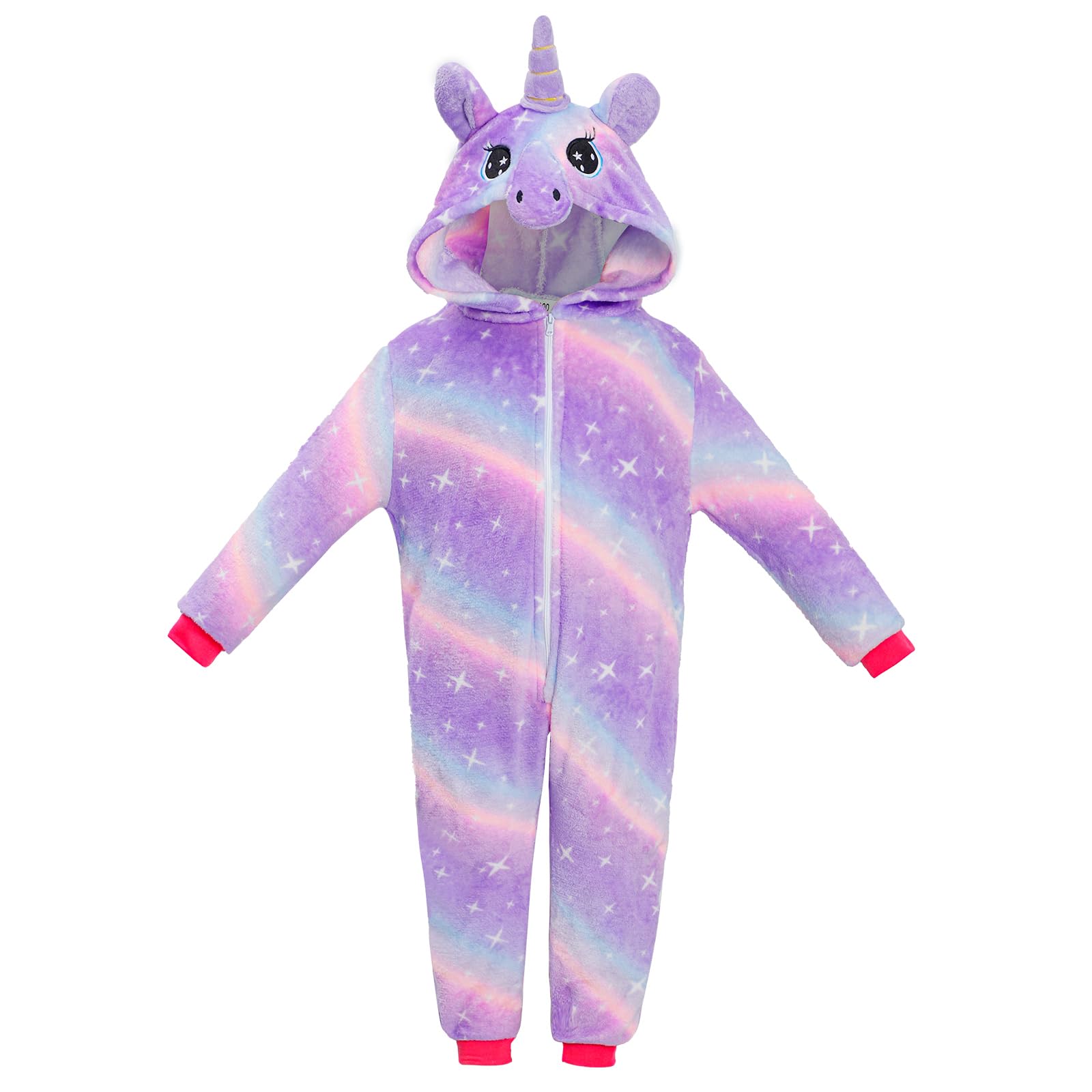 KAKU NANU Mono Pijama Niña Unicornio 2-10 Años,6 Colores Una Pieza Pijama Forro Polar Franela Niña con Capucha