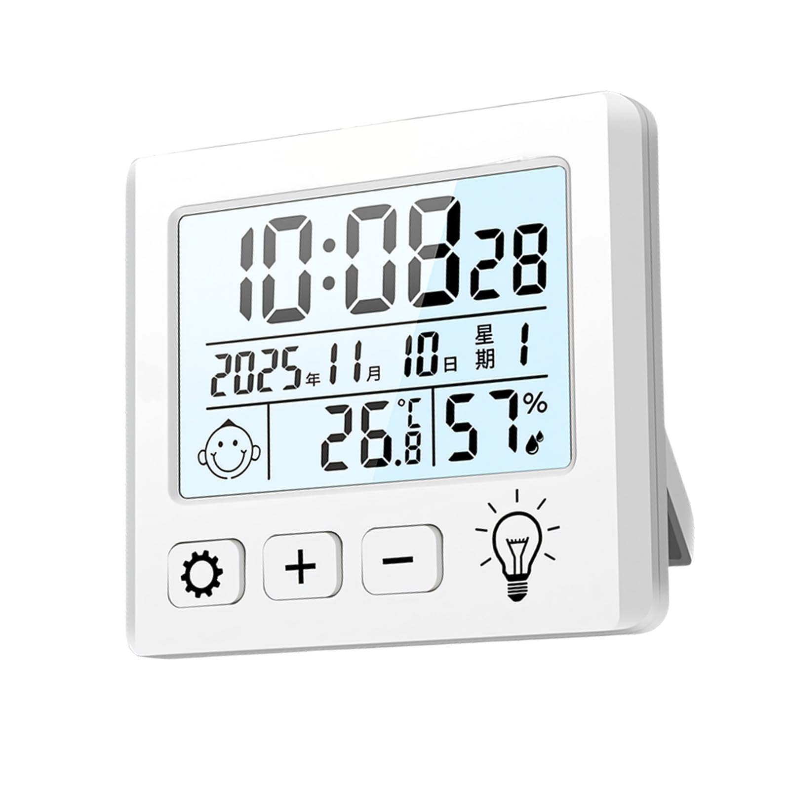 Kfwfuaee Light Room Thermometers Hygrometer With Time Date Display Desktop Large Display Indoor Temperature Humidness Meter Accurate Temperature Humidity Gauge