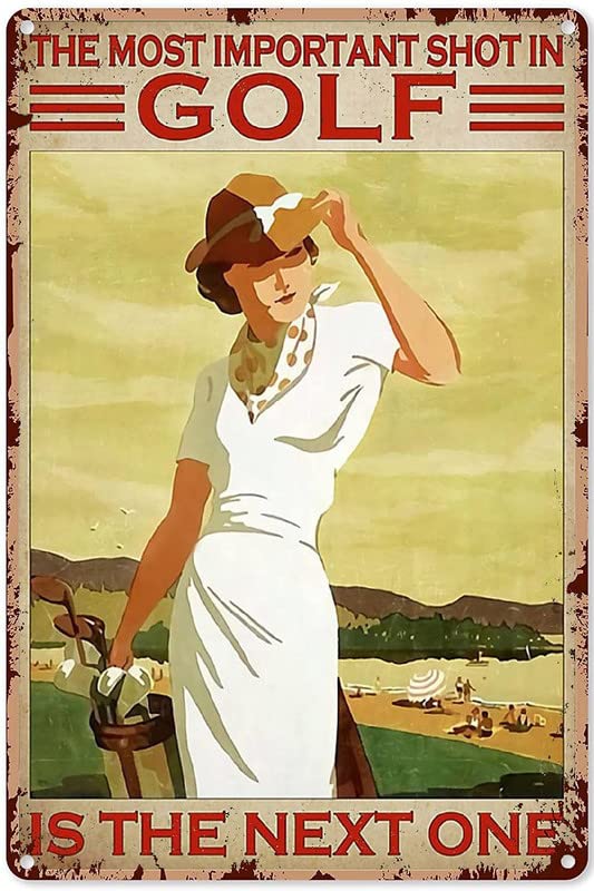 KILSPU Golf Decor Bathroom Golf The Most Important Shot is The Next one Golf inspirit Vintage Vertical Poster,Golf Decorations for office,Metal Sign 8x12 inch