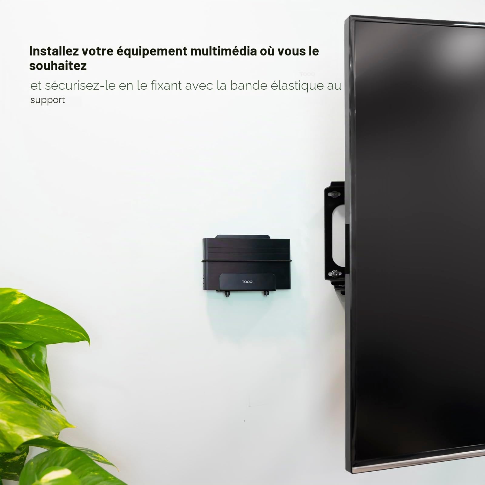 TooQ TQMPM4776 - Support Mural Universel pour Lecteur multimédia, routeur, Mini-PC, Noir