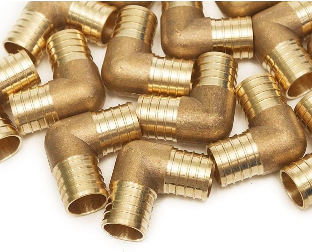 3/4 Inch PEX Barbed Elbow 90 Connector Fitting Crimp Brass for PEX Pipe Tubing, No Lead 25