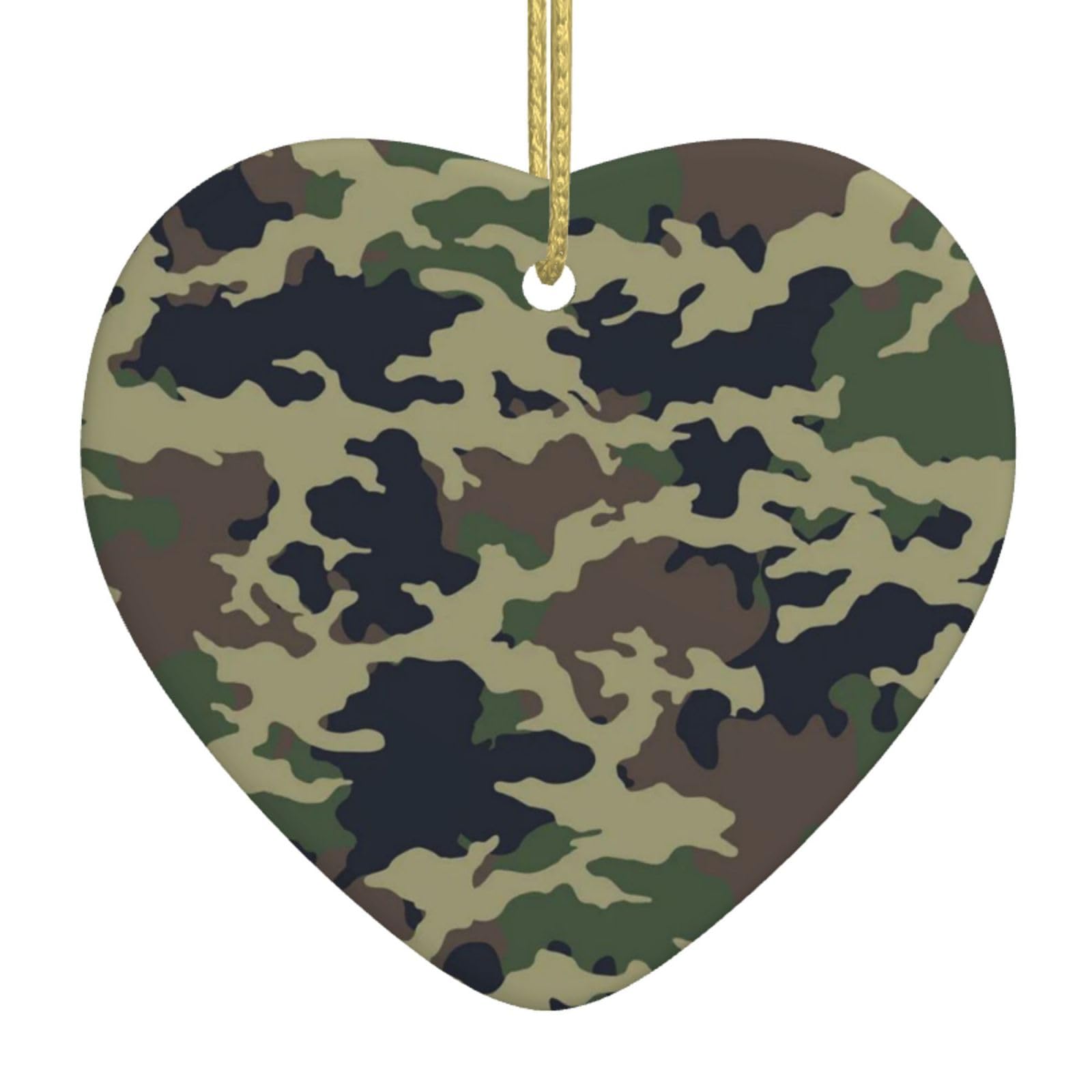 Ceramic Christmas Ornaments Camouflage Military Uniform Christmas Tree Heart Ornament Hanging Pendant Decorations Cute Christmas Home Decorations Xmas Gifts