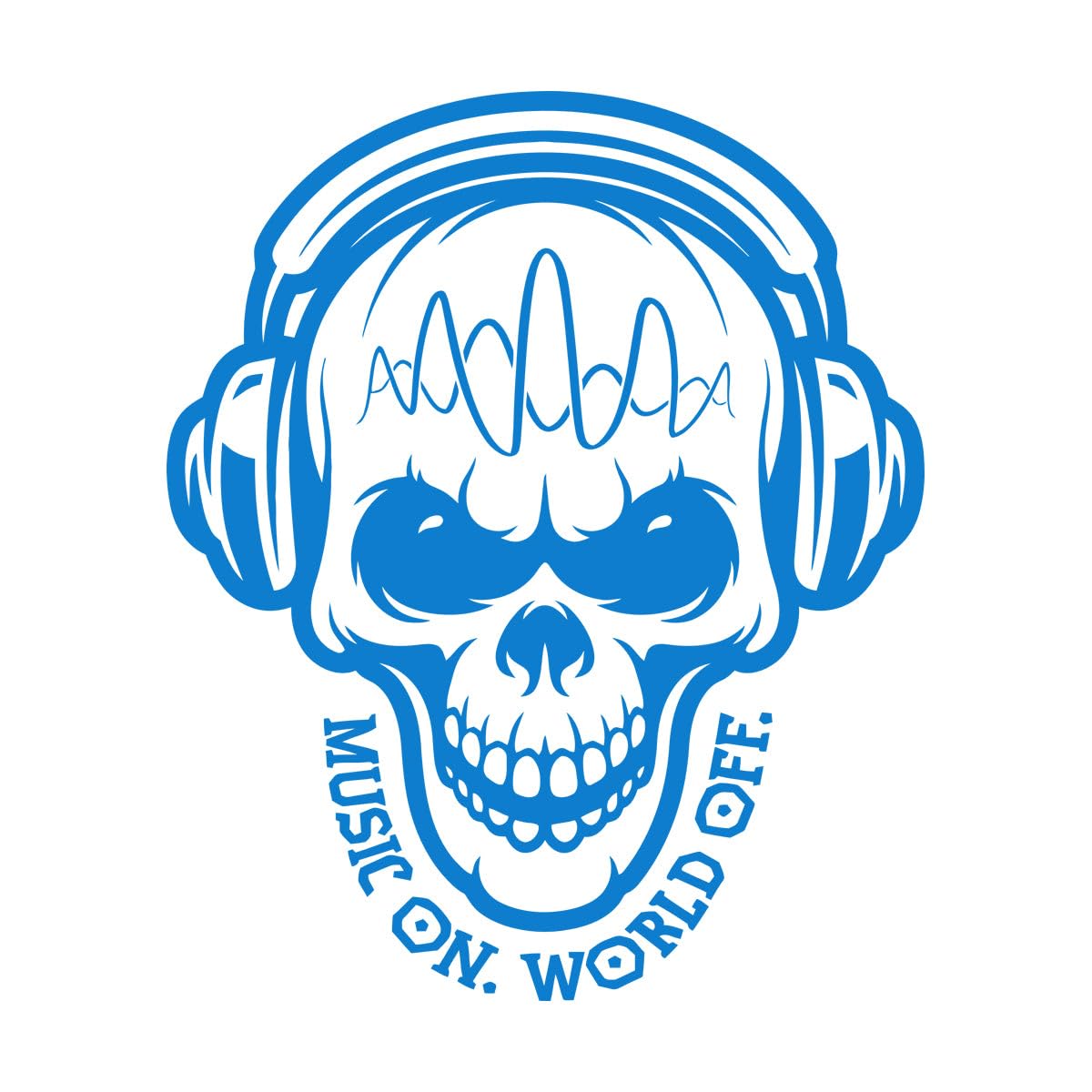 Wall Stickers Table Teen Skull Music Headphones 81x100.8cm Multi Color Selection Extra Large Blue