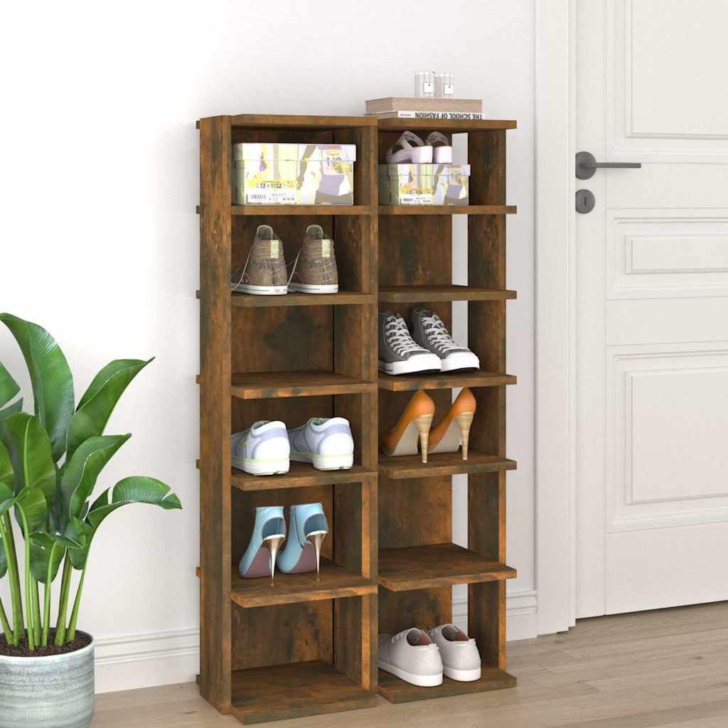 Scarpiere 2 pz Rovere Fumo 27,5x27x102 cm Legno Multistrato