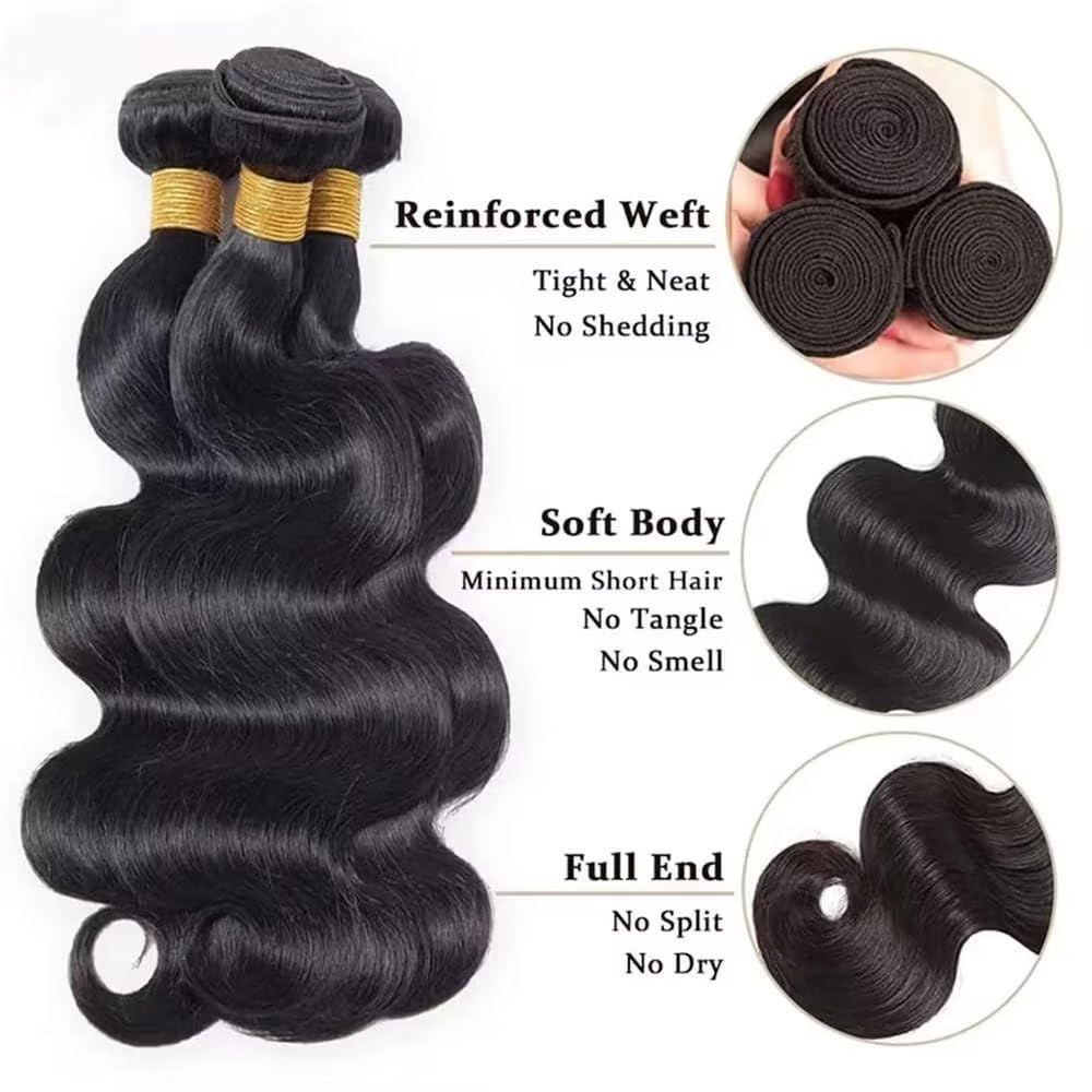 Body Wave Human Hair Bundles Matassa Capelli Veri Tessitura Capelli Naturali Umani Donna Capelli Umani Brasiliani Brazilian Virgin Hair Weave Bundles 18 20 22 Pollici 300g