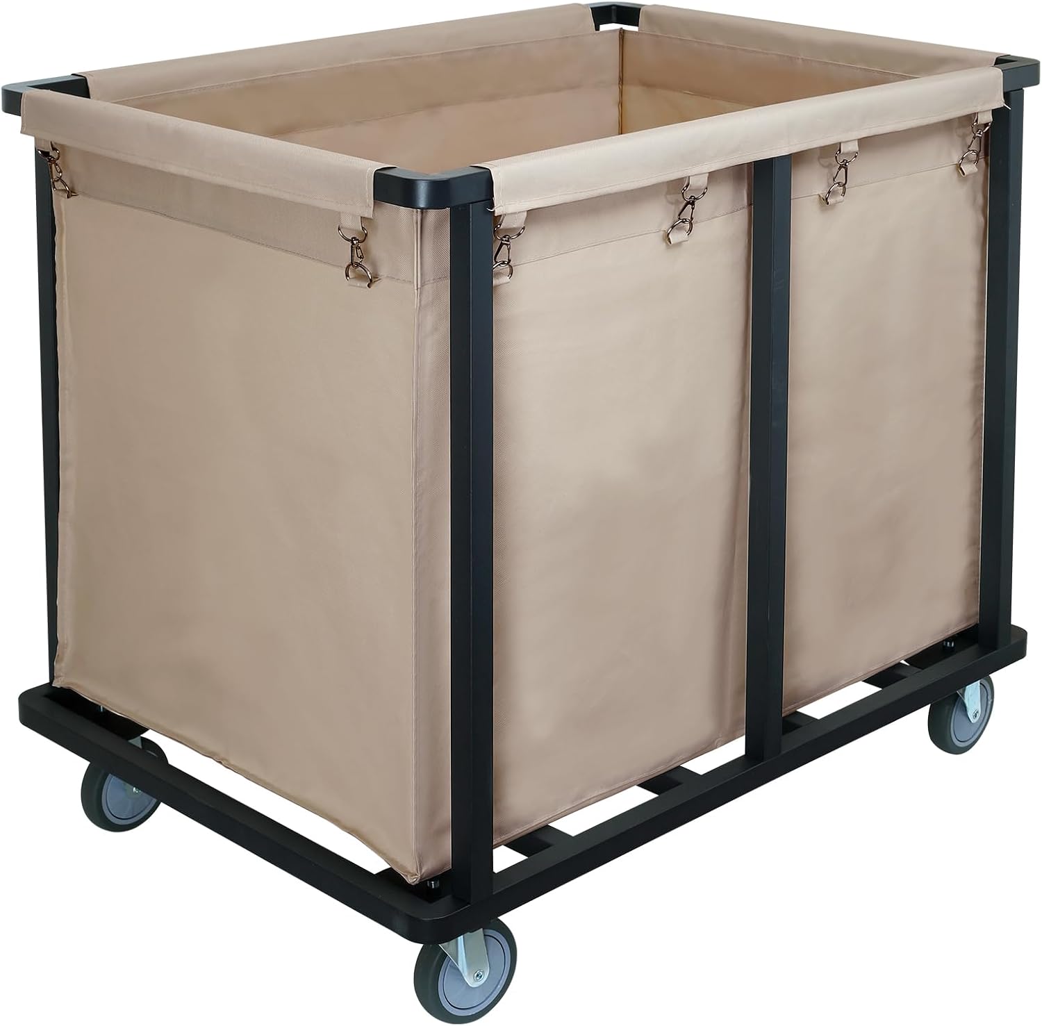 Commercial Laundry Cart with Wheels,600 lbs Heavy Duty Industrial Laundry Cart with Steel Frame and Oxford Cloth Bag,Commercial Laundry Basket for Home,Hotel,Housekeeping,400L(Black)
