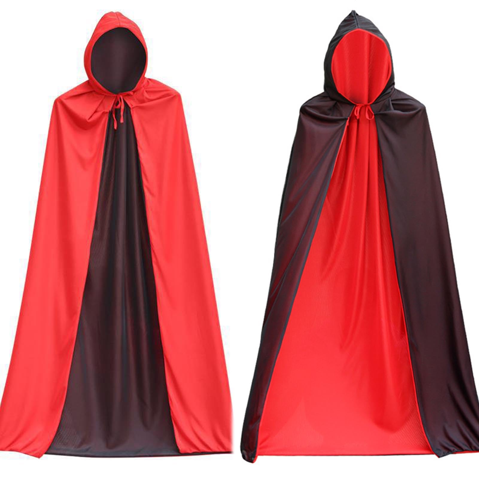 ONESWI Unisex Christmas Halloween Witch Party Reversible Hooded Adult Vampires Cape Cloak Double Face Red Black Hooded Cloak