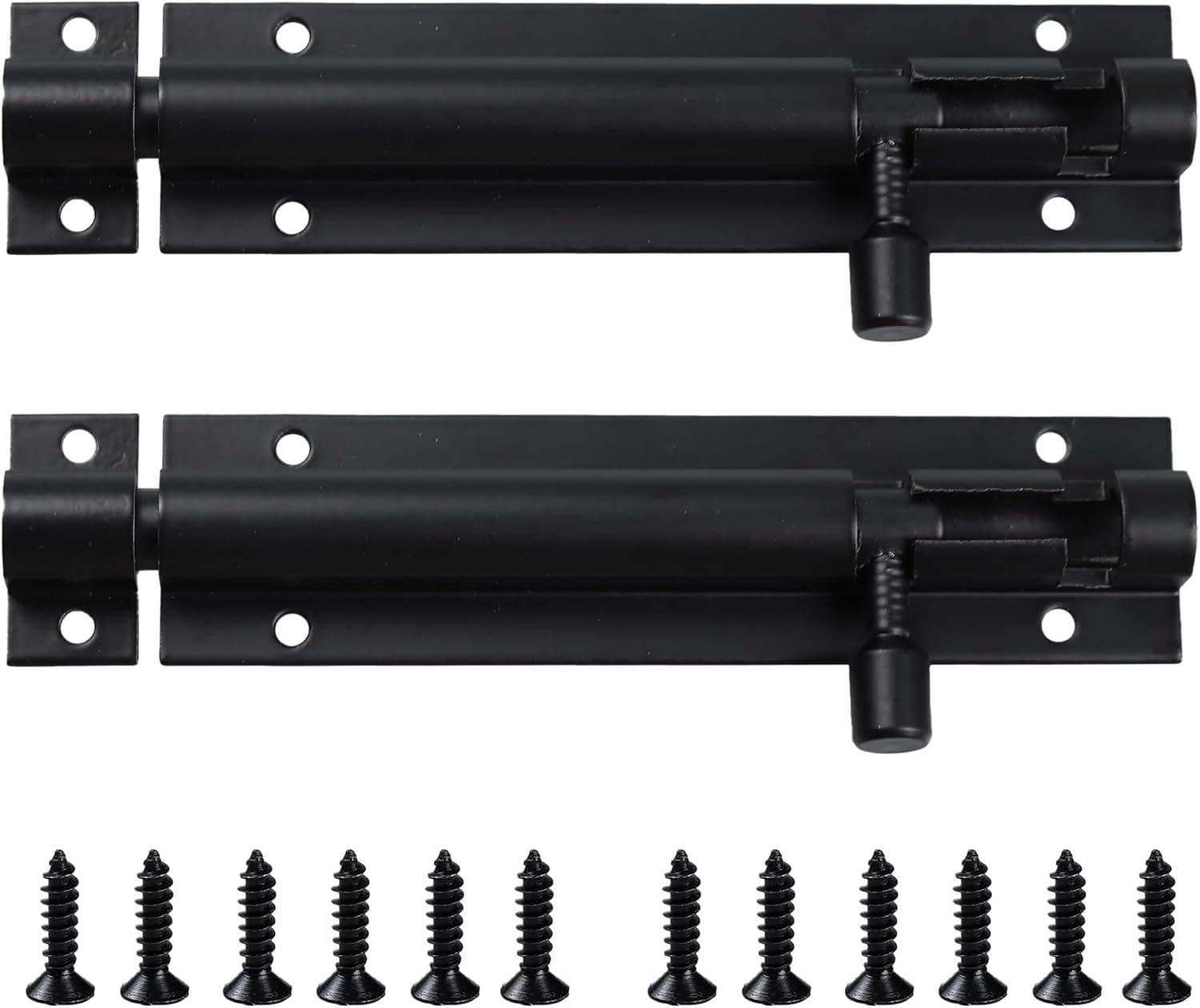 2 Pack 4 Inch Heavy Duty Slide Bolt Latch, Aluminium Alloy Barrel Bolt Latch, Matt Black Door Latch Hardware, Easy Install Slide Bolt Lock for Wooden Fence, Shed Door, Yard Door, Barn Door