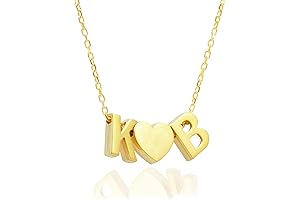925 Solid Sterling Silver Personalized Initial Necklace for Women with Heart