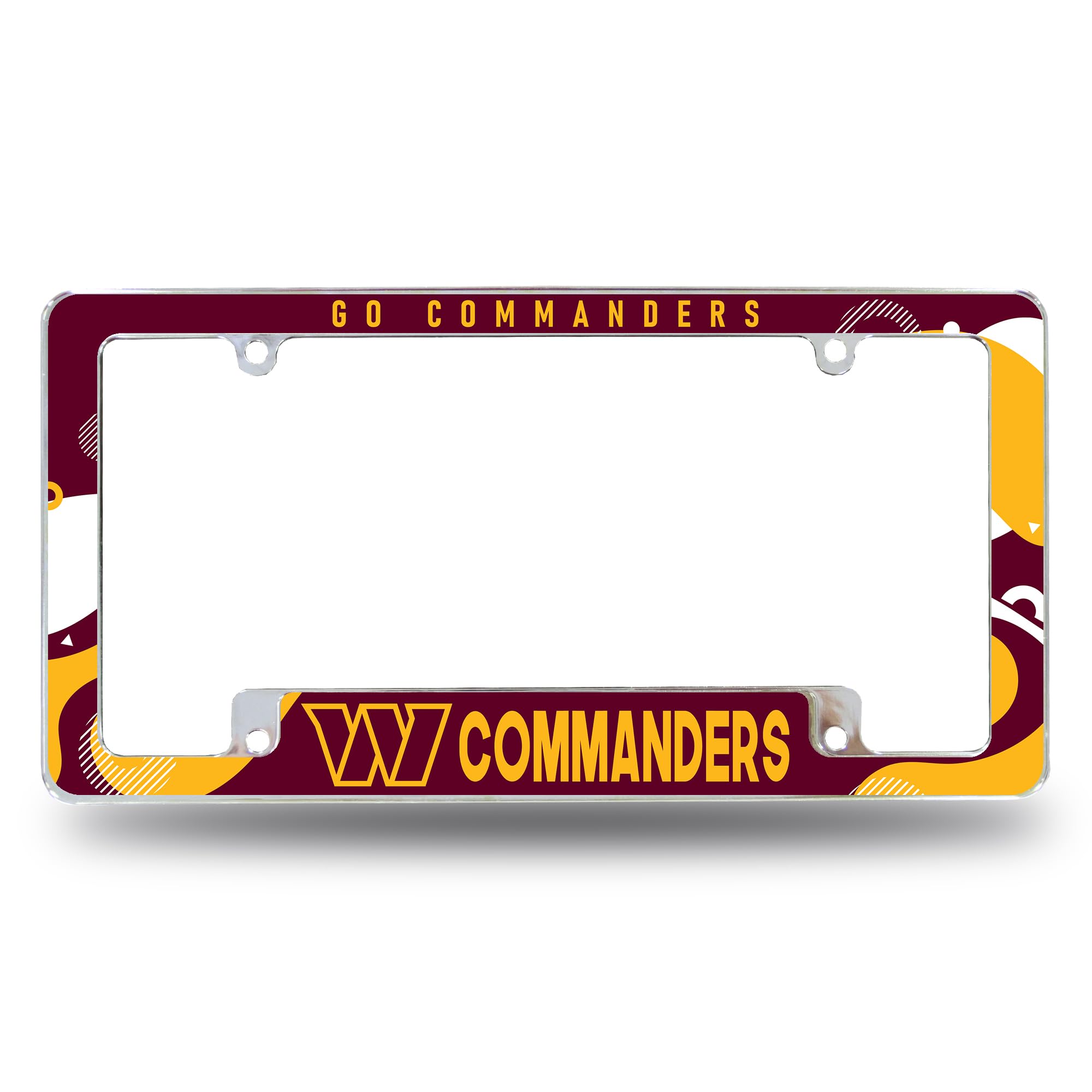Rico Industries NFL Football Washington Commanders Wave 12" x 6" Chrome All Over Automotive License Plate Frame for Car/Truck/SUV