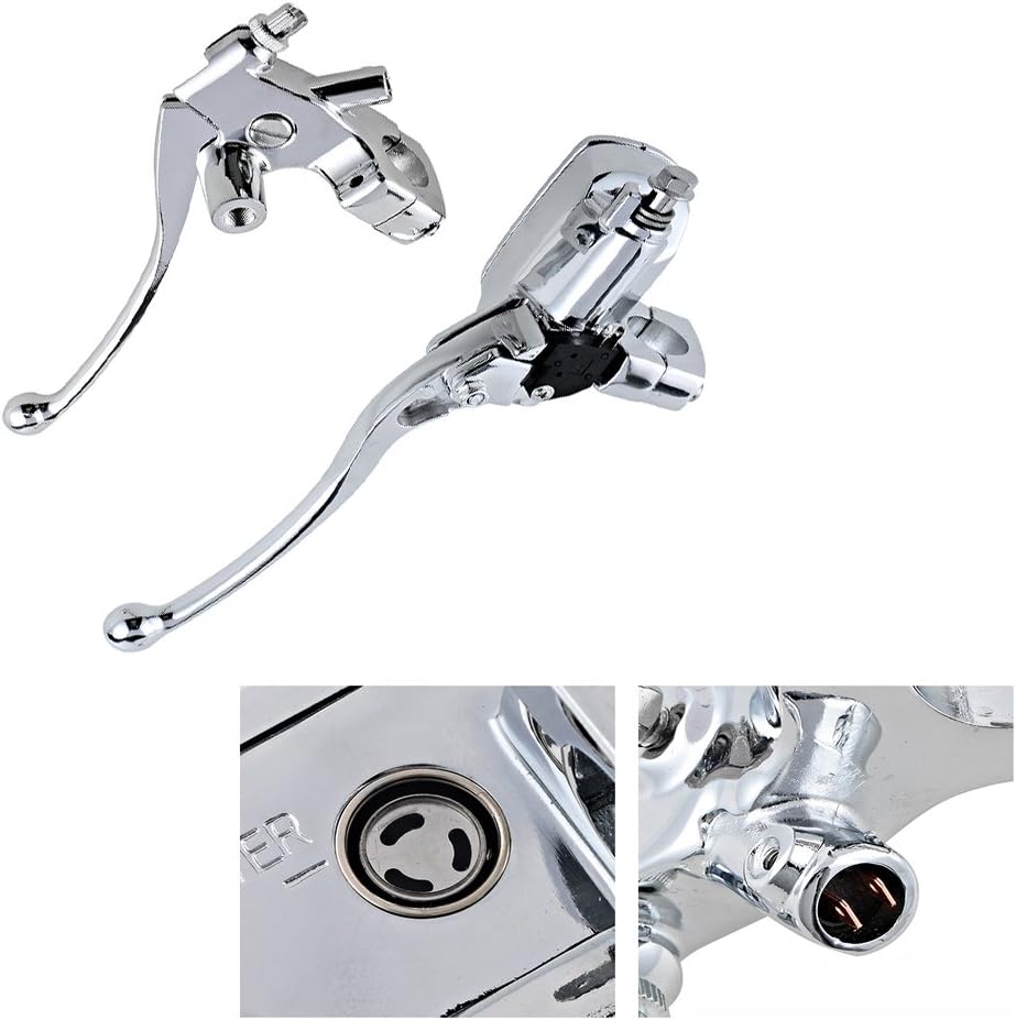AMOPACORP 1" Handlebar Switch Wiring Harness+Left Clutch Lever Right Hydraulic Brake Master Cylinder+Chrome Forward Control Linkage+25mm Hand Grips Compatible with 96-03 Harley Sportster XL883 XL1200