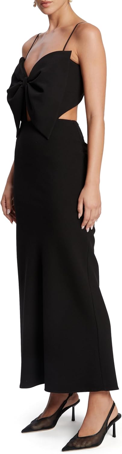 Bardot Paula Bow Maxi Dress for Women – Black Elegant Maxi Length, Statement Bow, Adjustable Straps, Open Back - Image 3