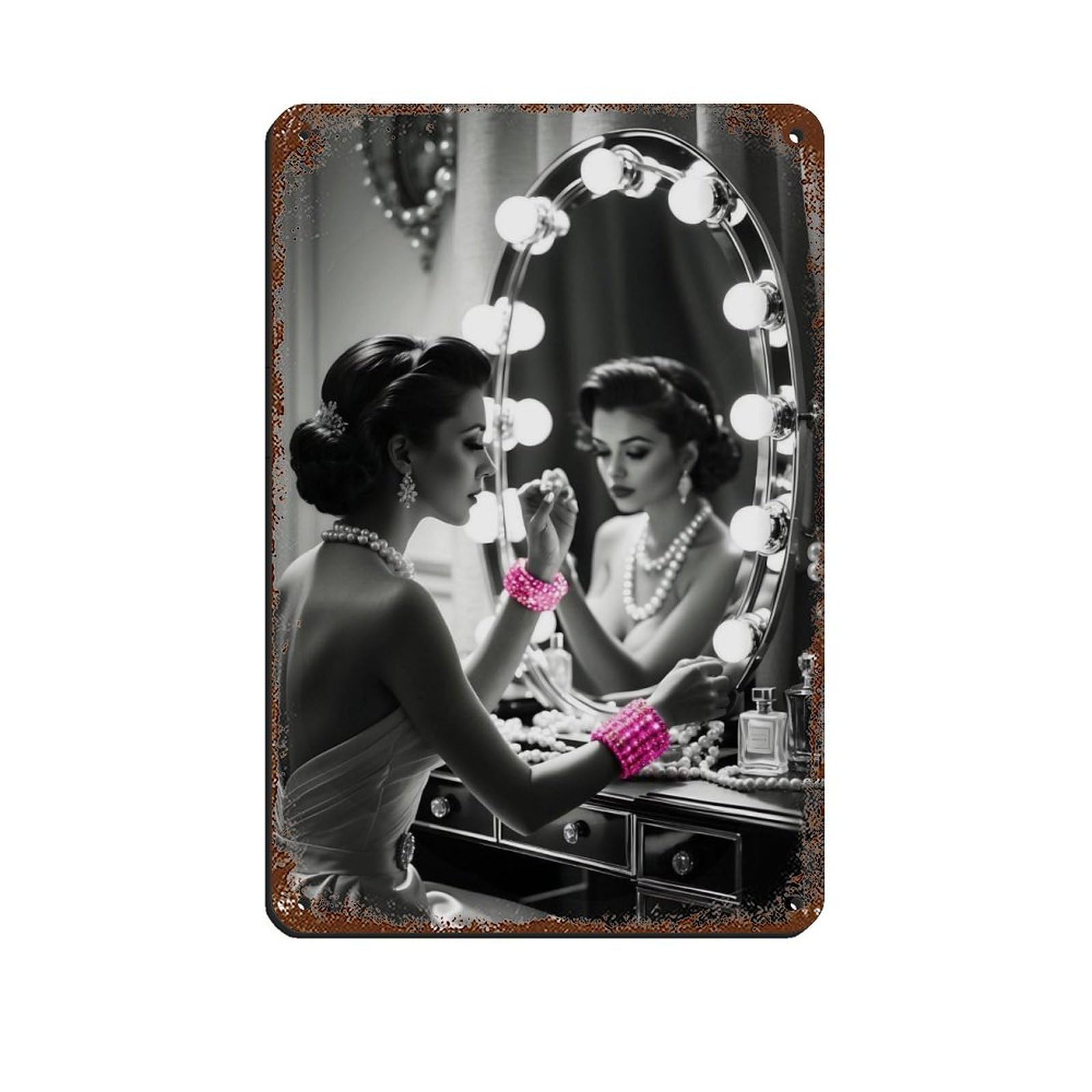 Vintage Glamour Elegant Woman (2) Retro Poster Metal Tin Sign Chic Art Retro Iron Painting Bar People Cave Cafe Family Garage Poster Wall Decoration 8x12inch(20x30cm)