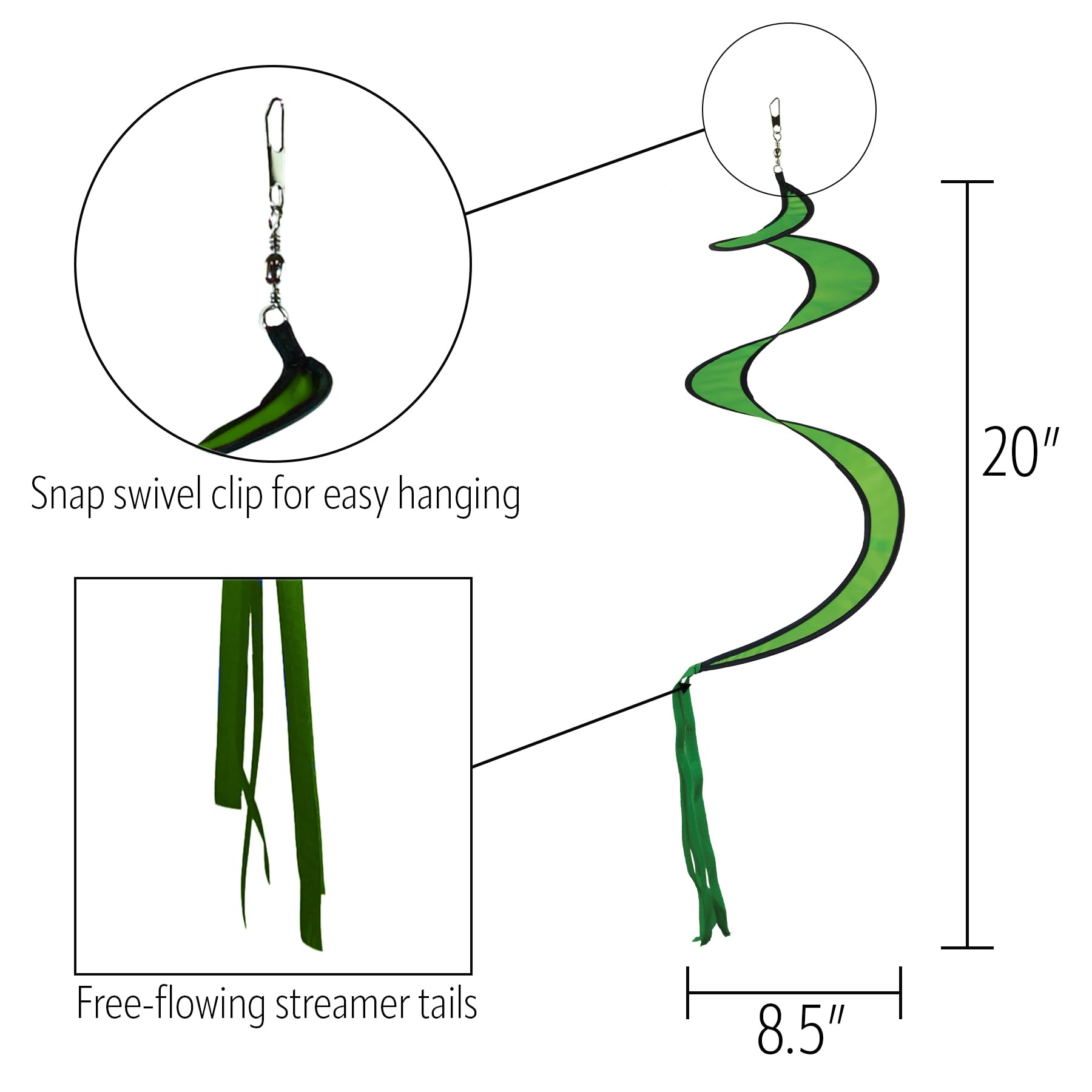 In the Breeze 29-Inch Green Twister Tail, 5077