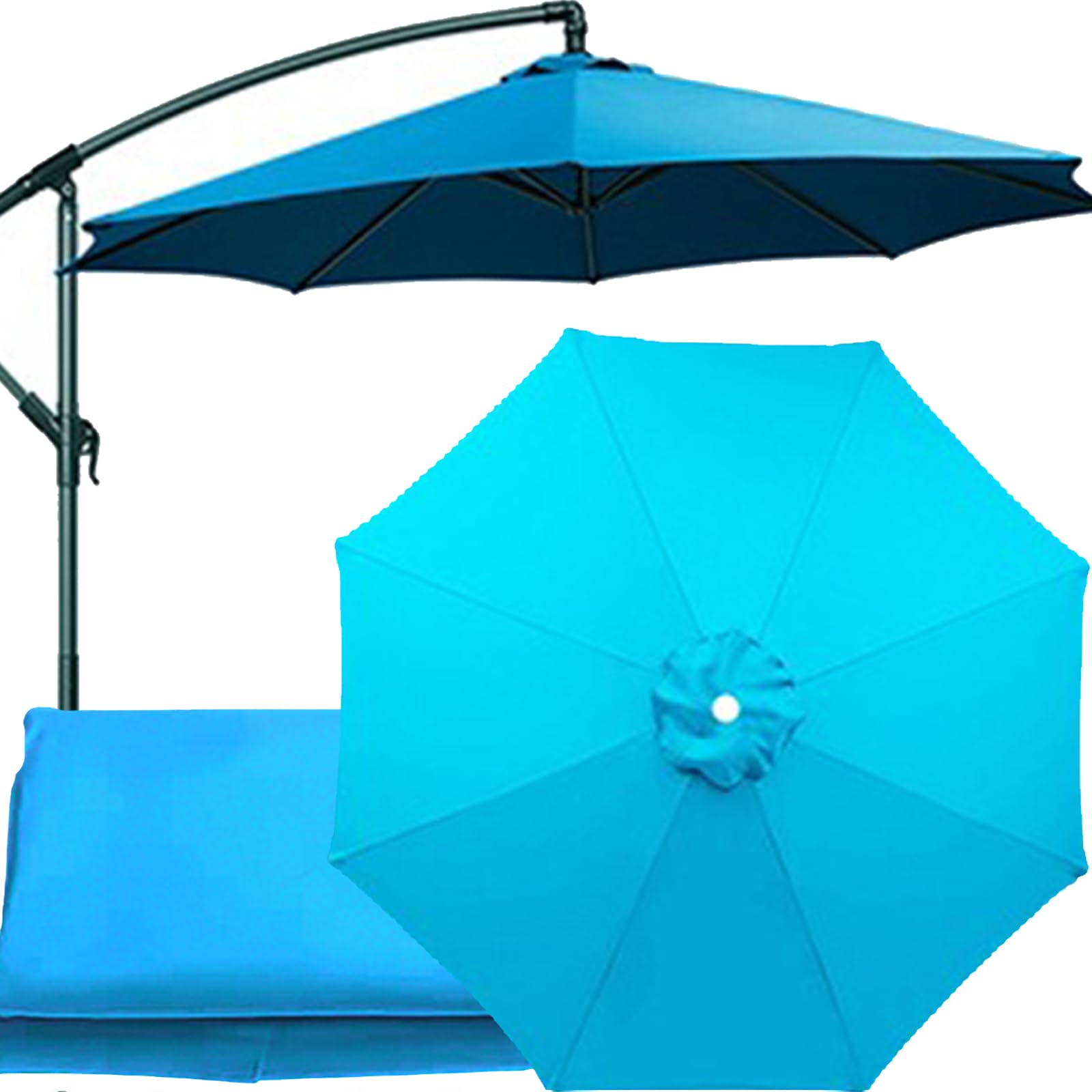 2m-4m Replacement Parasol Canopy with Top Vent, UPF 50+ Garden Parasol Replacement Canopy, 6/8 Rib replacement parasol fabric cover for Garden Umbrella (Light blue,8 Ribs-3m(9.8ft))