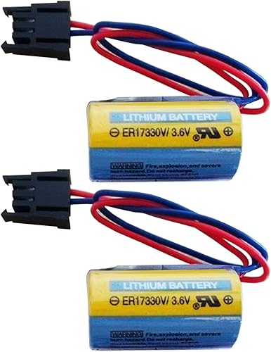 2 baterías PLC ER17330V/3.6V 1700mAh A6BAT MR-BAT con enchufe para sistema CNC FANUC