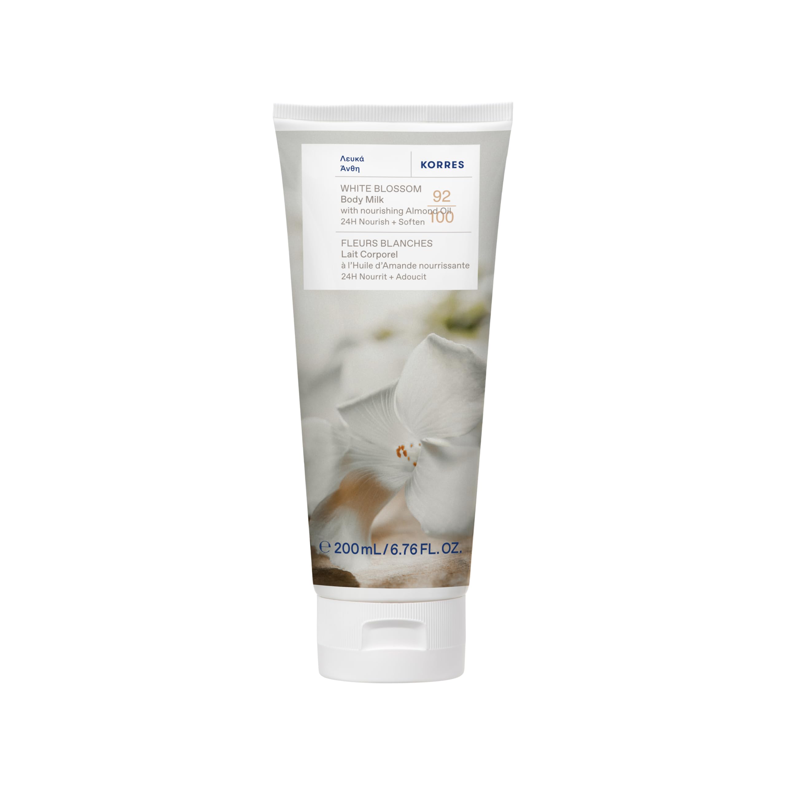 KORRES White Blossom Body Milk/Cream with nourishing Almond Oil for 24hour Hydration, 200ml