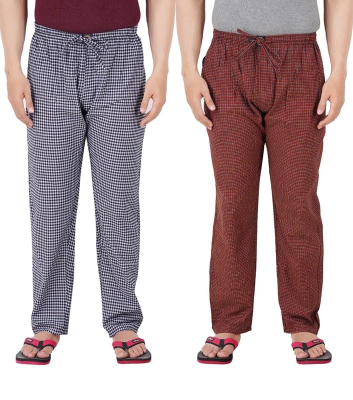 Mens Cotton Checkered Pyjama for Night Wear, Relaxation and Sleep-picture-30