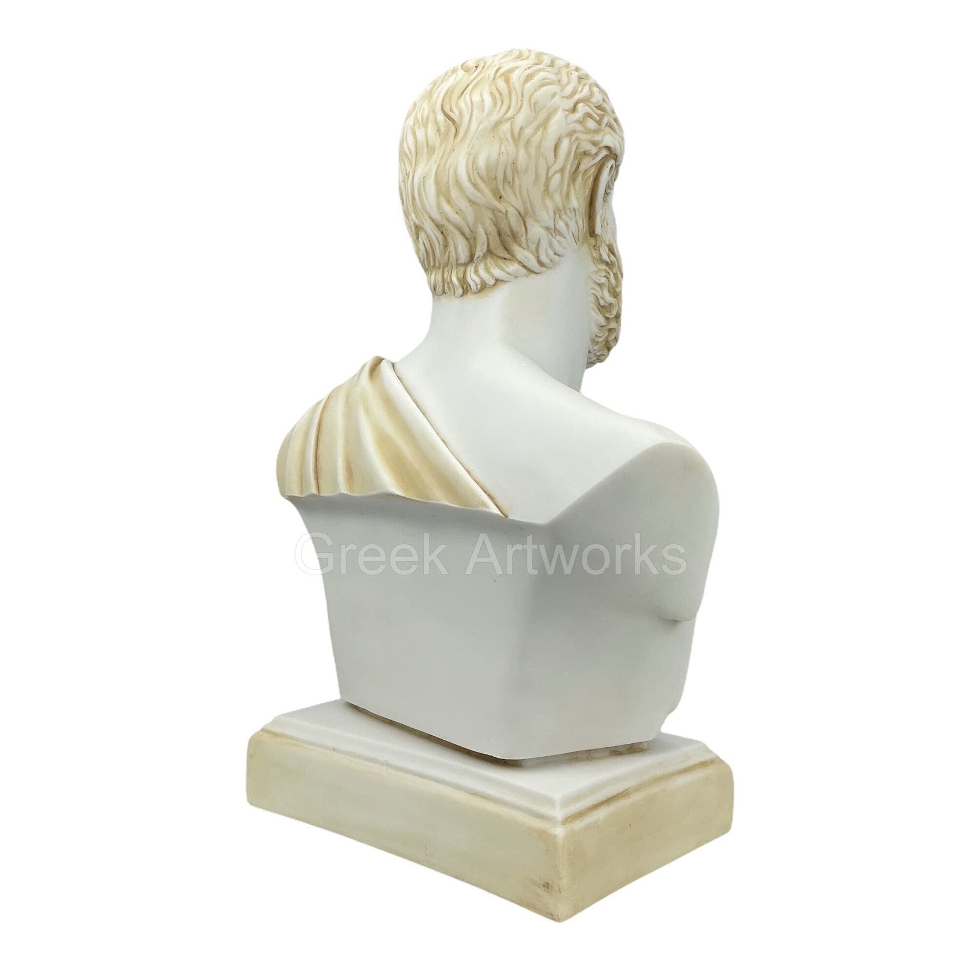 Buste Sculpture Hippocrate Père De La Médecine - Décoration Historique En Pierre Coulée