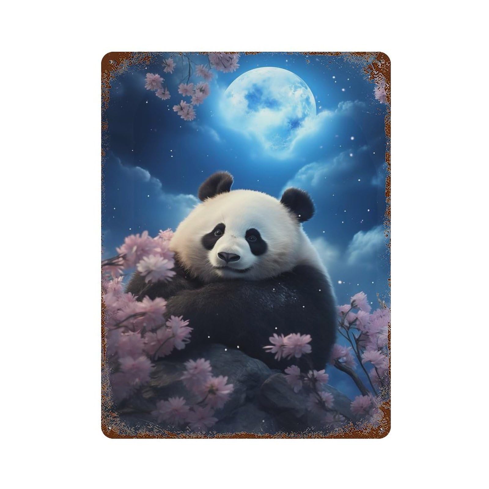 Mystic Panda Vintage Metal Tin Sign 15.7"x11.8", for Cafe, Home Bar And Lounge Decor, Vintage Wall Decor