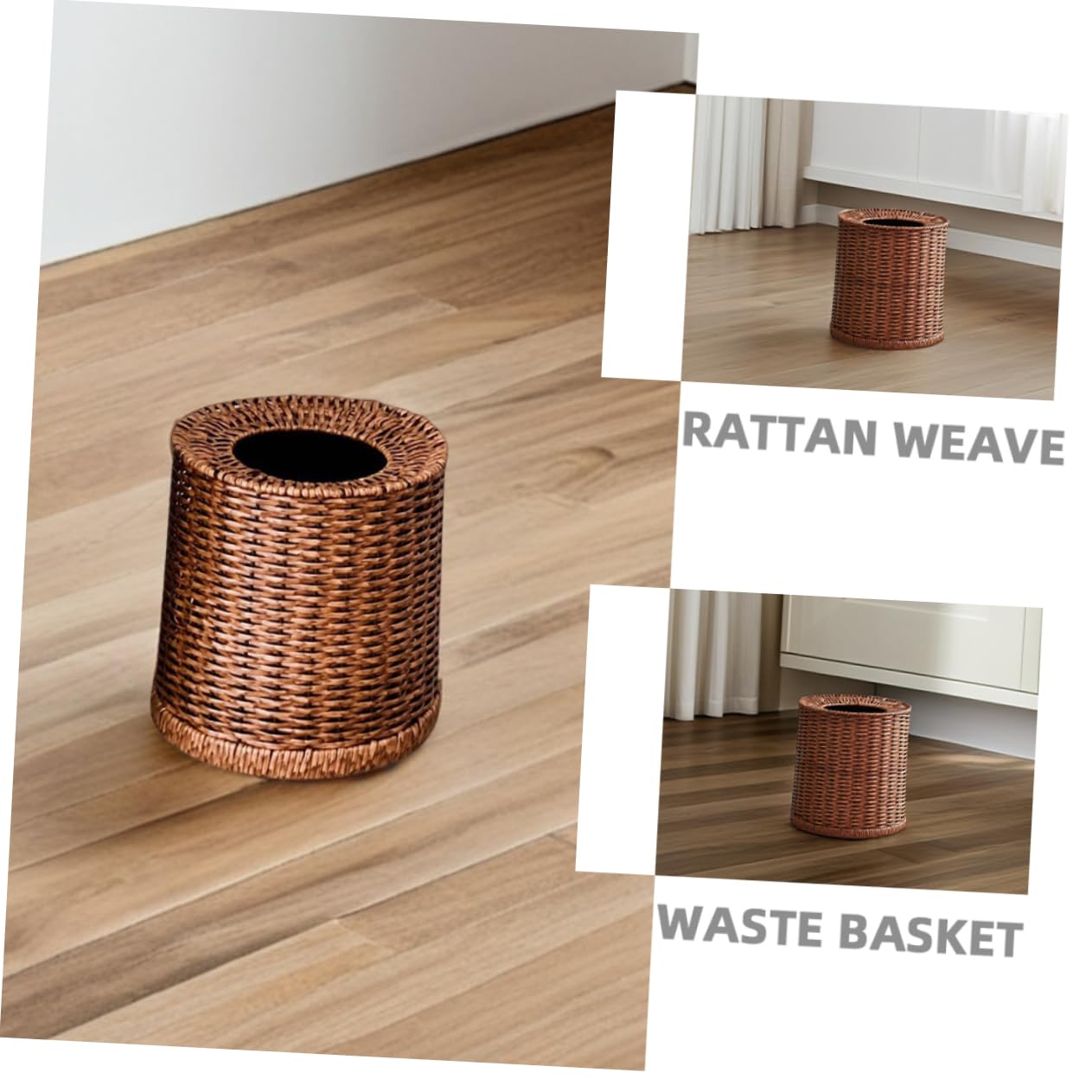 Cestino Per Rifiuti in Rattan Da Con Secchio in Plastica Rimovibile Adatto Per Bagno Camera Da e Ufficio