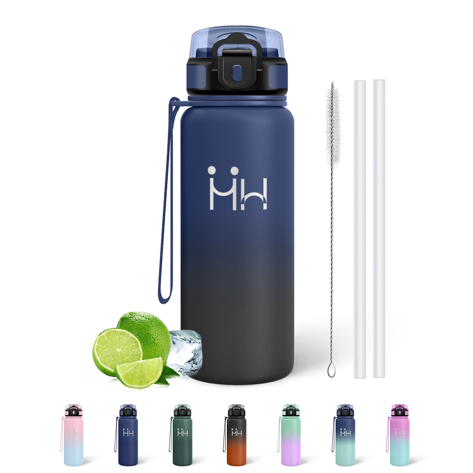 Mujigaga 750ml Insulated Water Bottle, Insulated Water Bottle with Straw, Easy to Carry, Stainless Steel Water Bottles, Leak Free, BPA Free Gym Water Bottles for Cycling, Running, Yoga