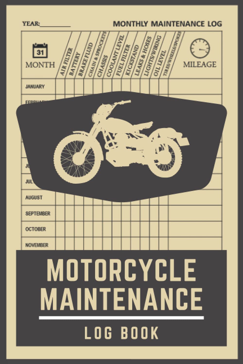 Motorcycle Maintenance Log Book Service and Repair Record Book with