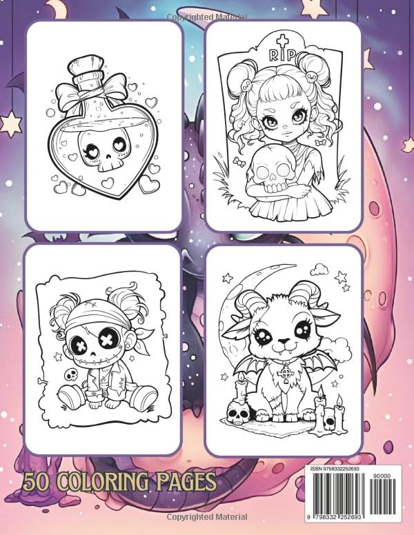 Creepy Kawaii Cute Pastel Goth Coloring Book: A Fantasy Horror Coloring Book for Adults, Teens and Kids with 50 Spooky Adorable Monsters and Creatures for hours of Relaxation and Stress Relief image 3