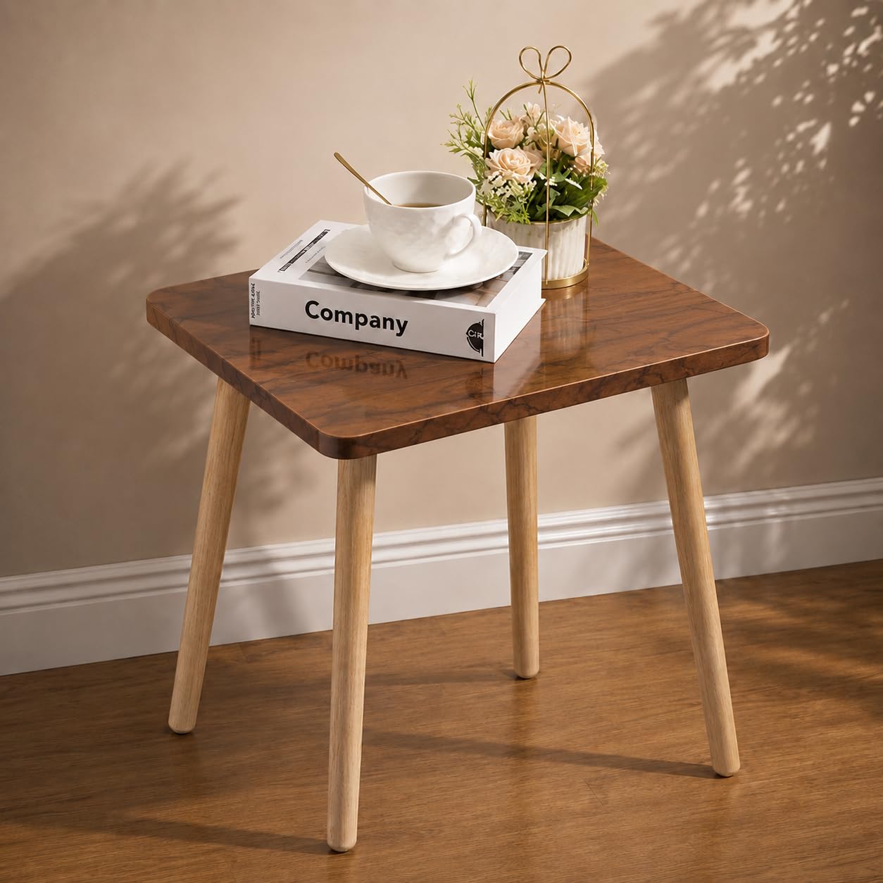 Coffee Table for Living Room, Modern Wooden Center Table with Sturdy Legs, Compact Accent Table for Home & Office (Brown)-image-47