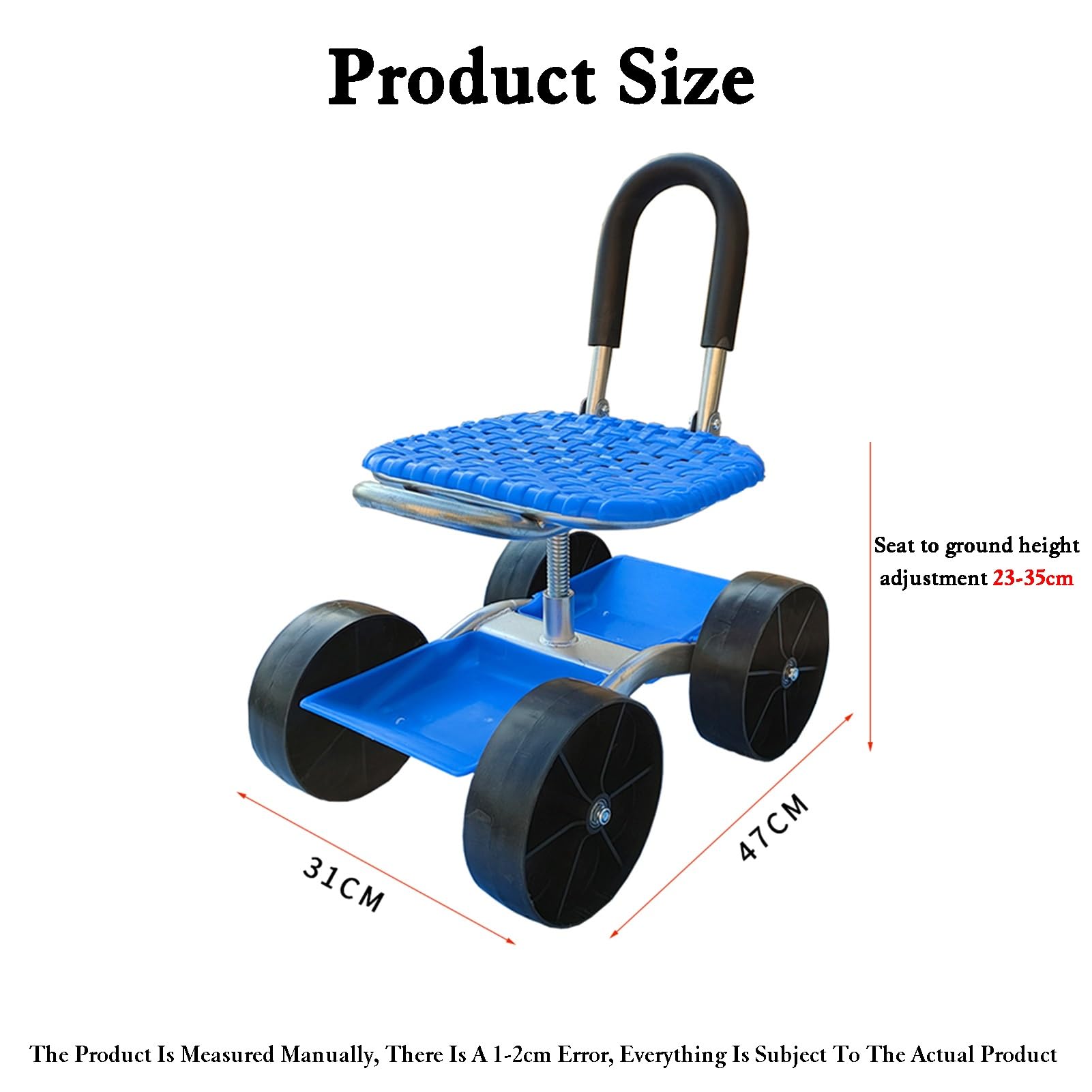 Wózek Ogrodowy Na Kółkach Z Kołami 3/4" I Obrotowym Siedziskiem Roboczym 360°, Do Trawników Sadzenia Zewnątrz(4-wheeled)